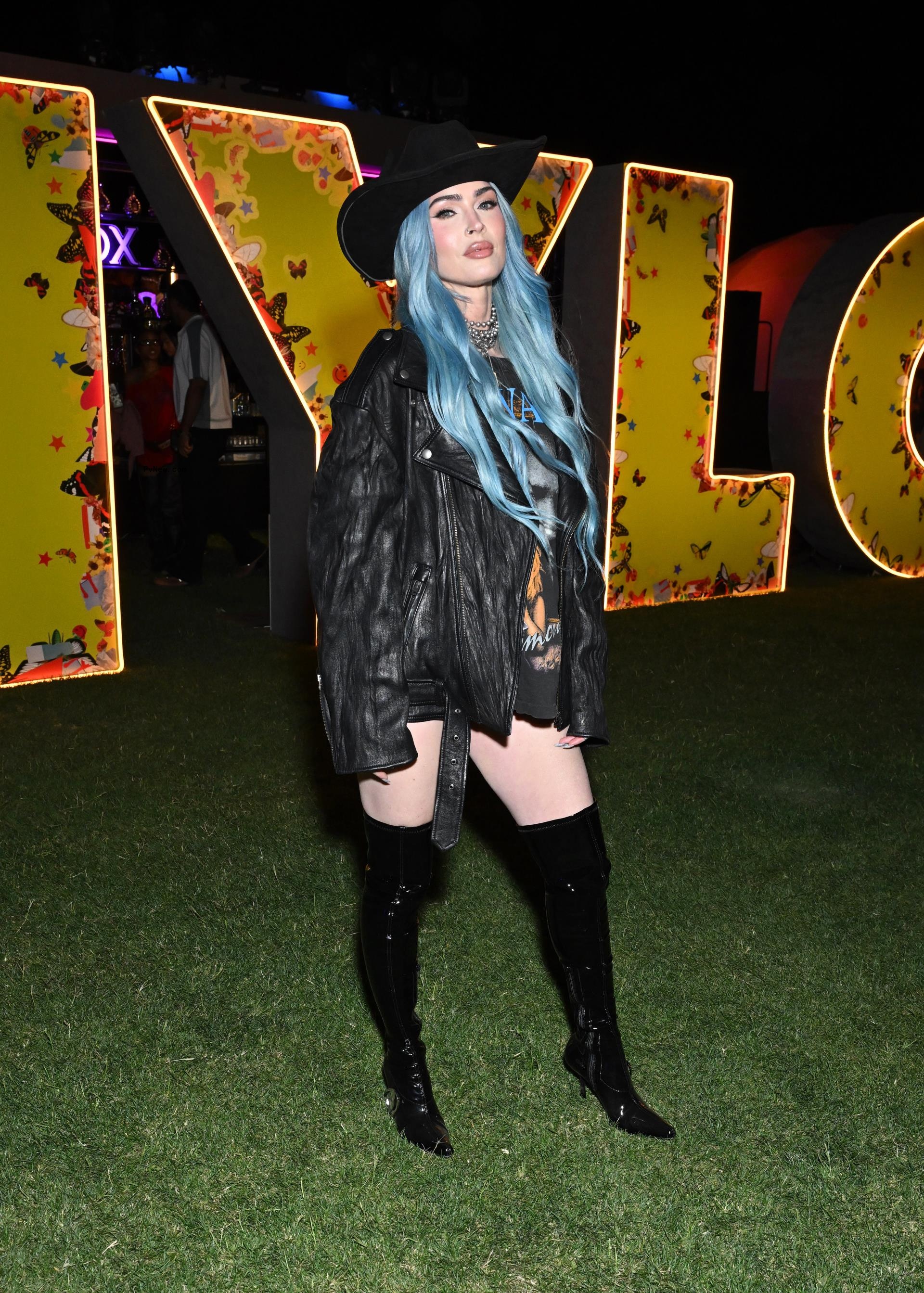 Megan Fox with blue hair