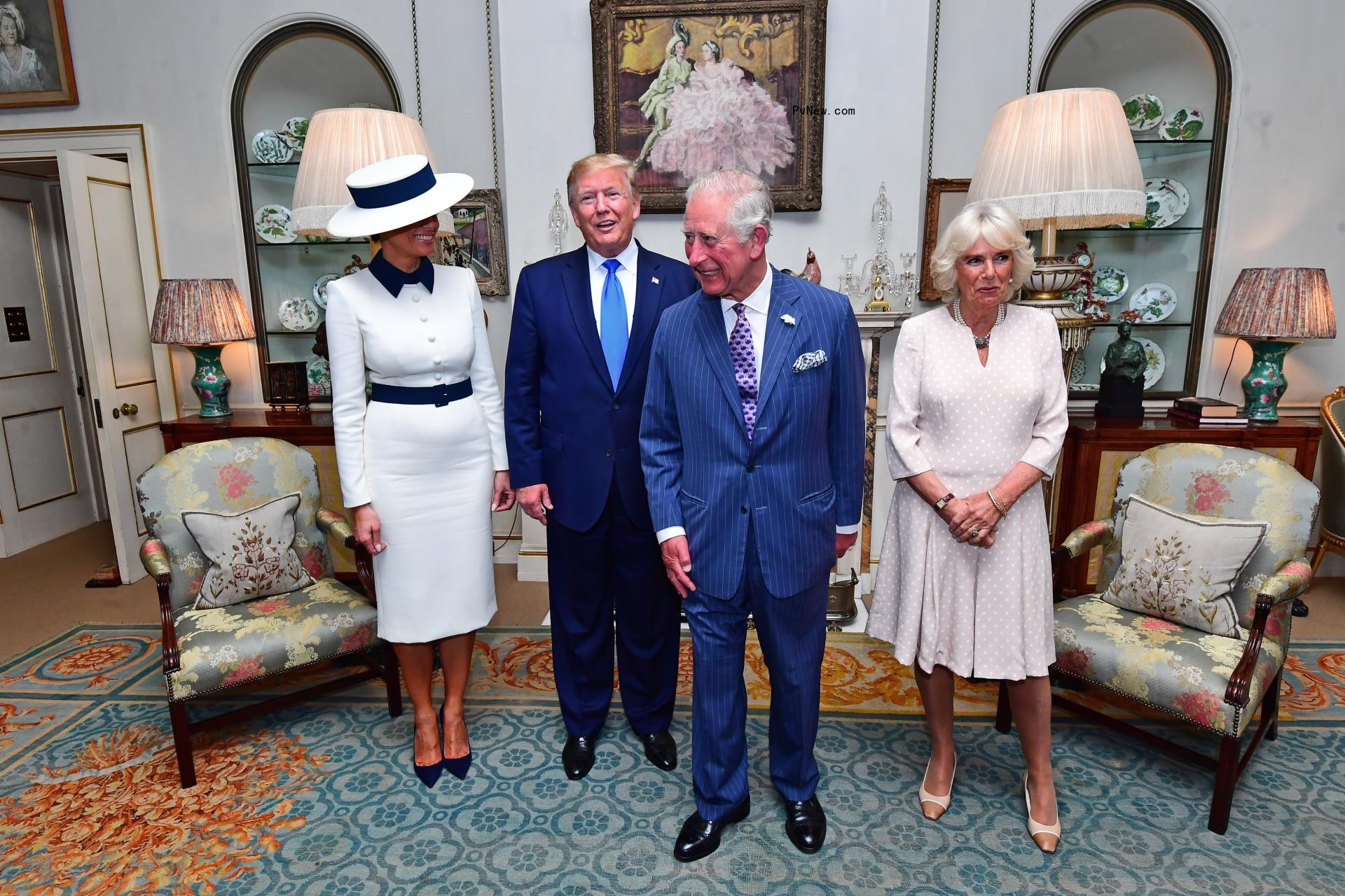 Do<i></i>nald Trump and King Charles III with Melania Trump and Queen Camilla in 2019.