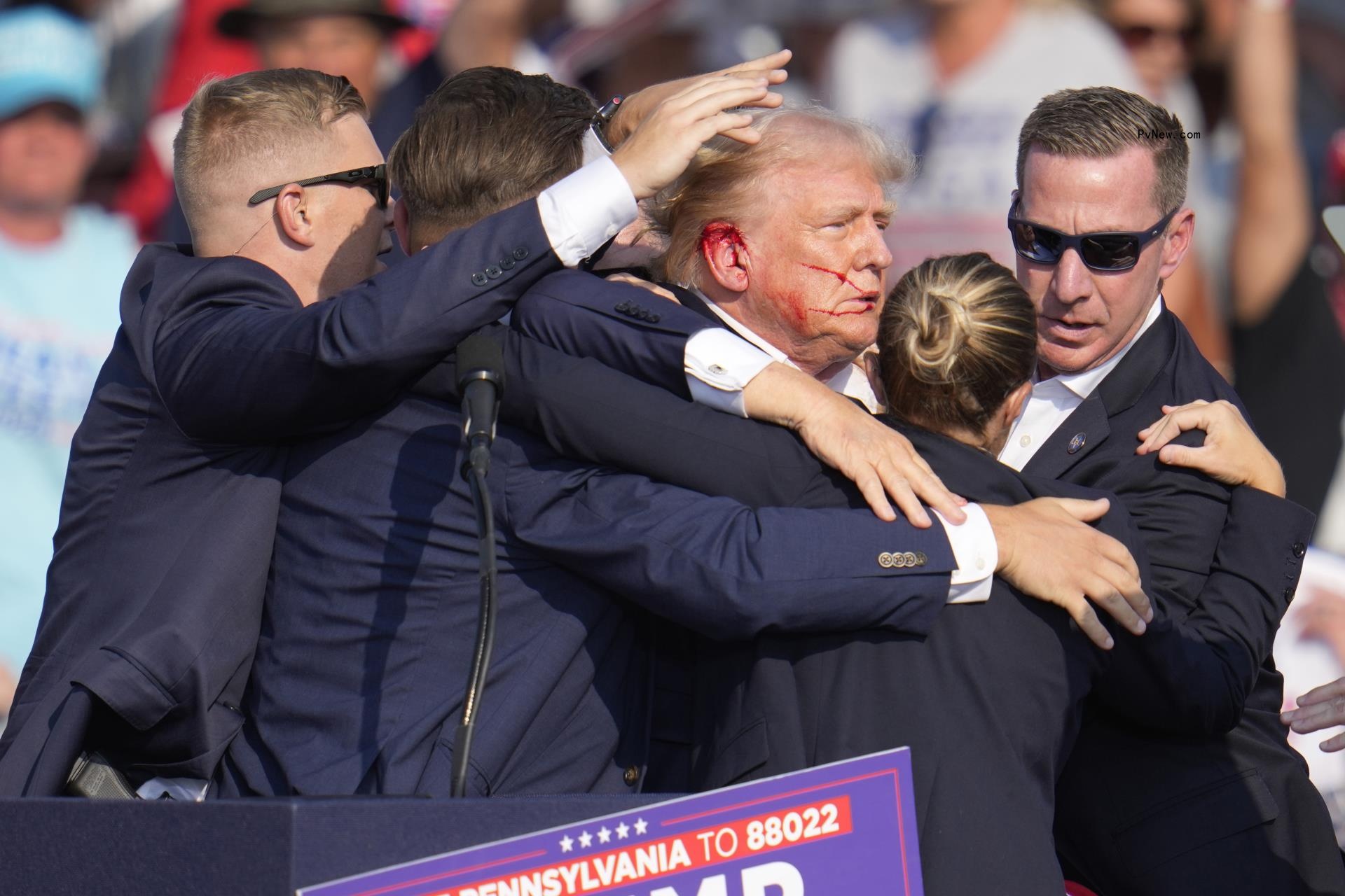 Do<i></i>nald Trump after he was shot at during a campaign rally in Butler, Pa. 