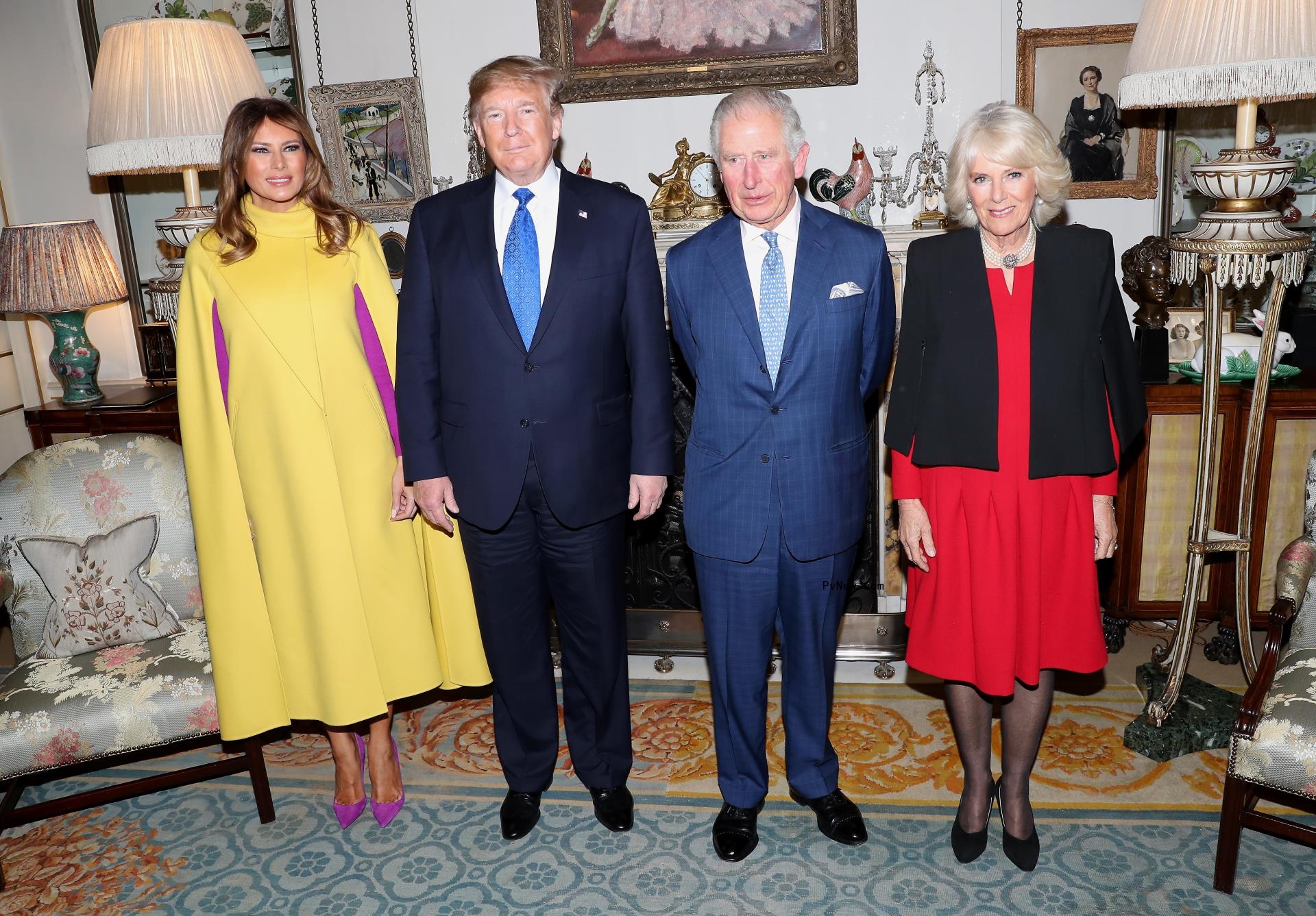 King Charles III and Do<i></i>nald Trump with Melania Trump and Queen Camilla in 2019.