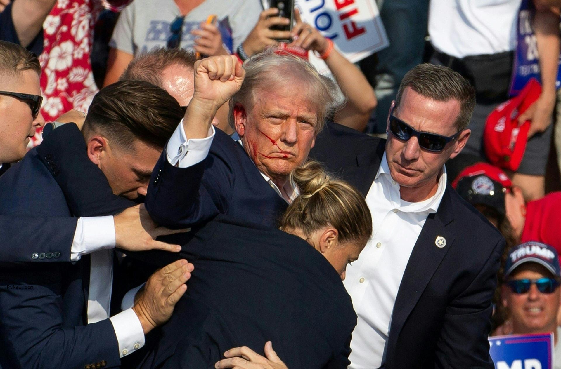 Do<i></i>nald Trump after he was shot at during a campaign rally in Butler, Pa. 