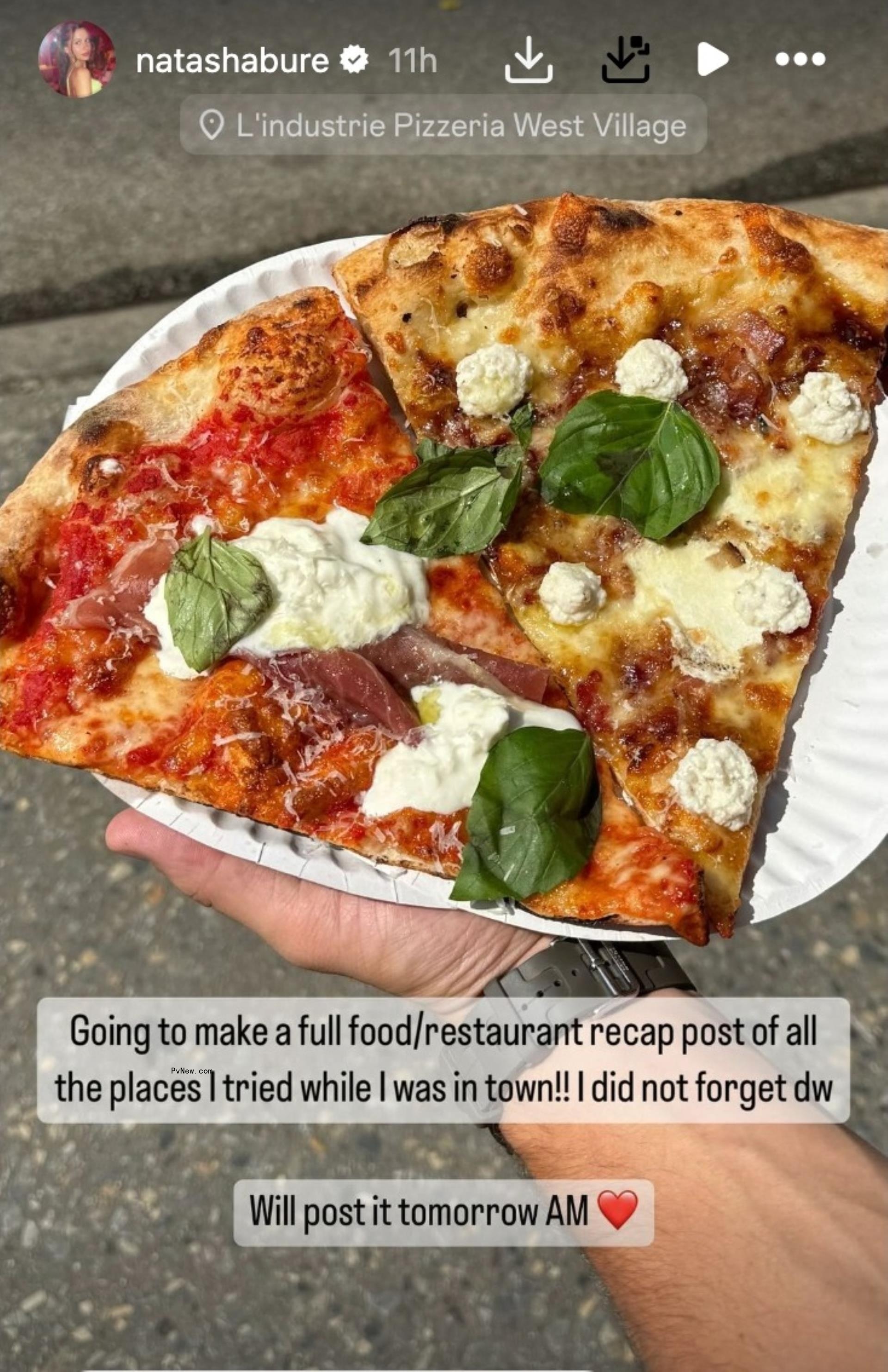 An Instagram Story of a pizza slice