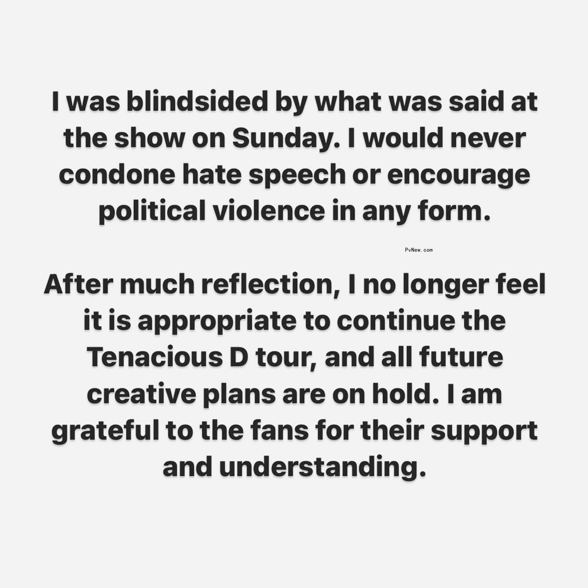 Jack Black's Instagram message.