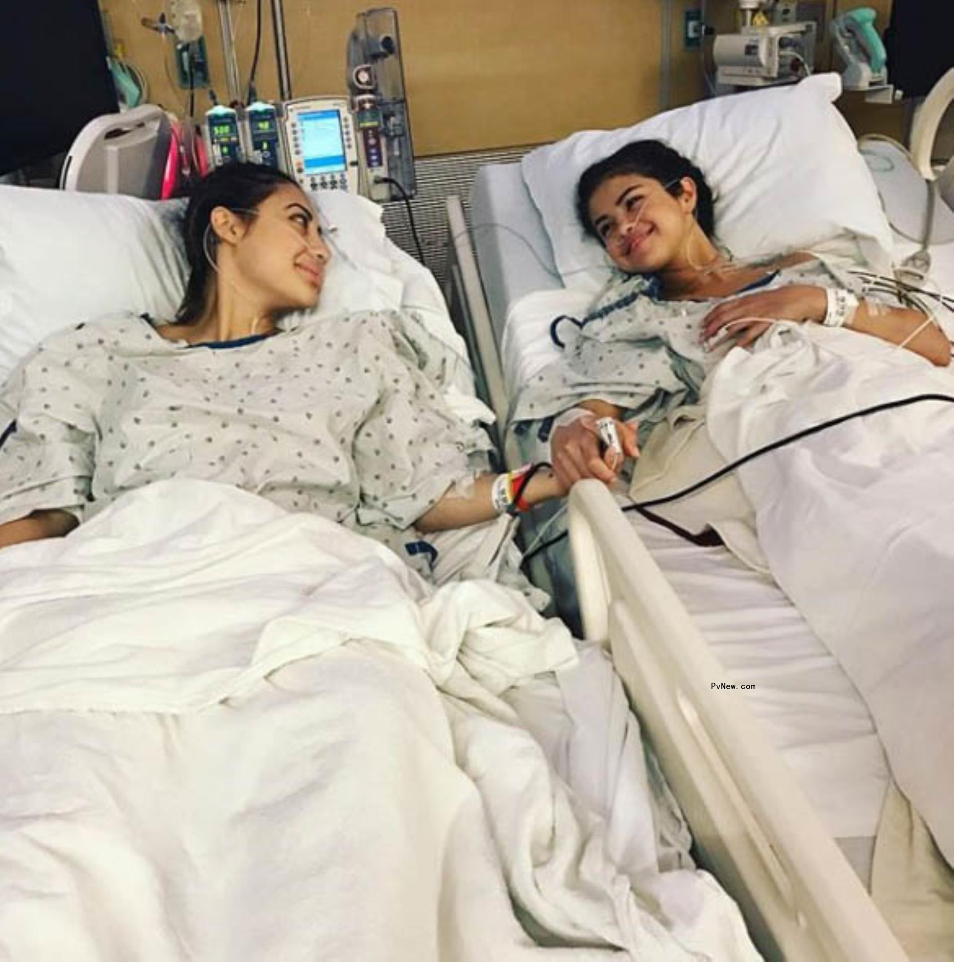 Selena Gomez and Francia Raisa in hospital beds