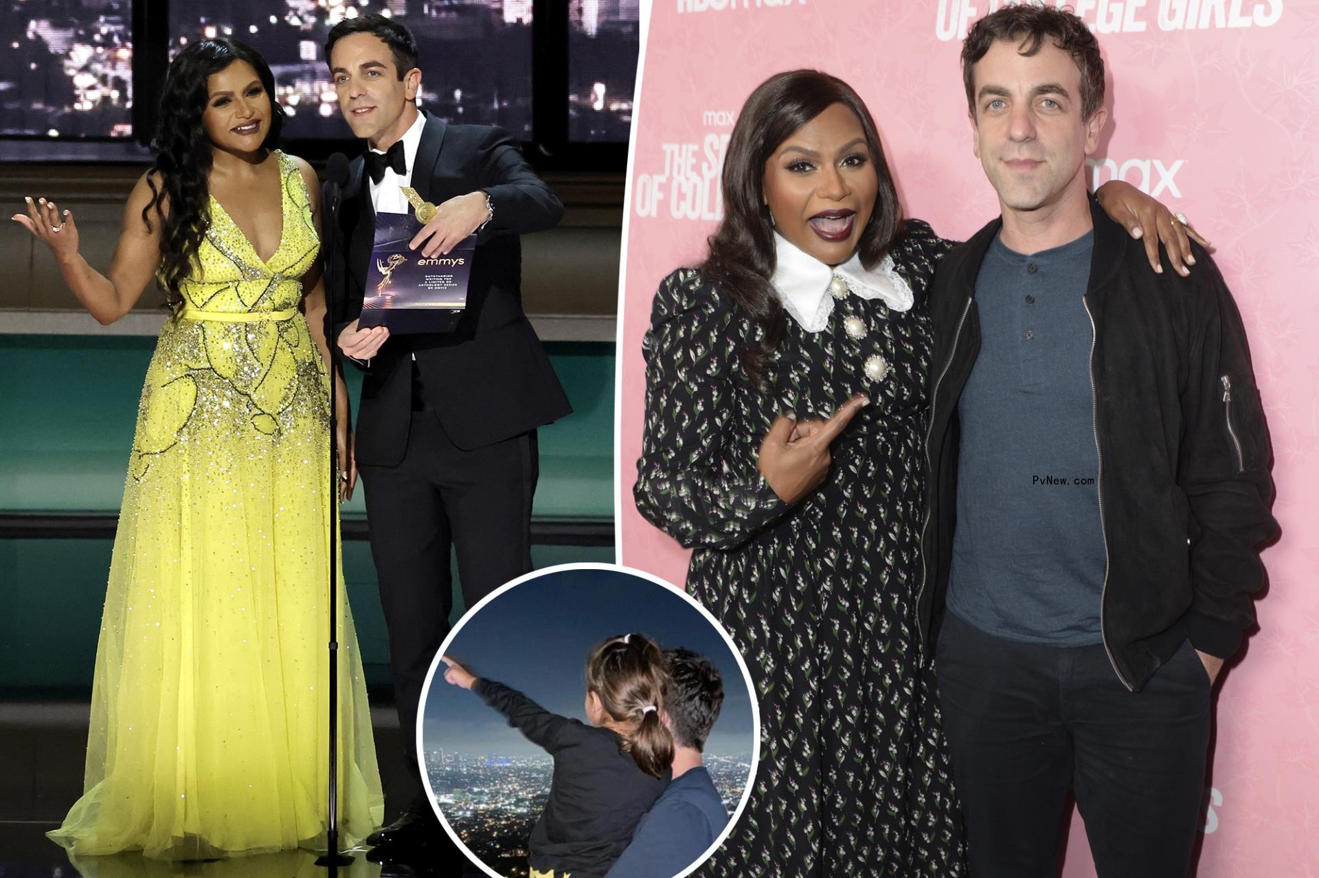 Mindy Kaling, her daughter Katherine and B.J. Novak