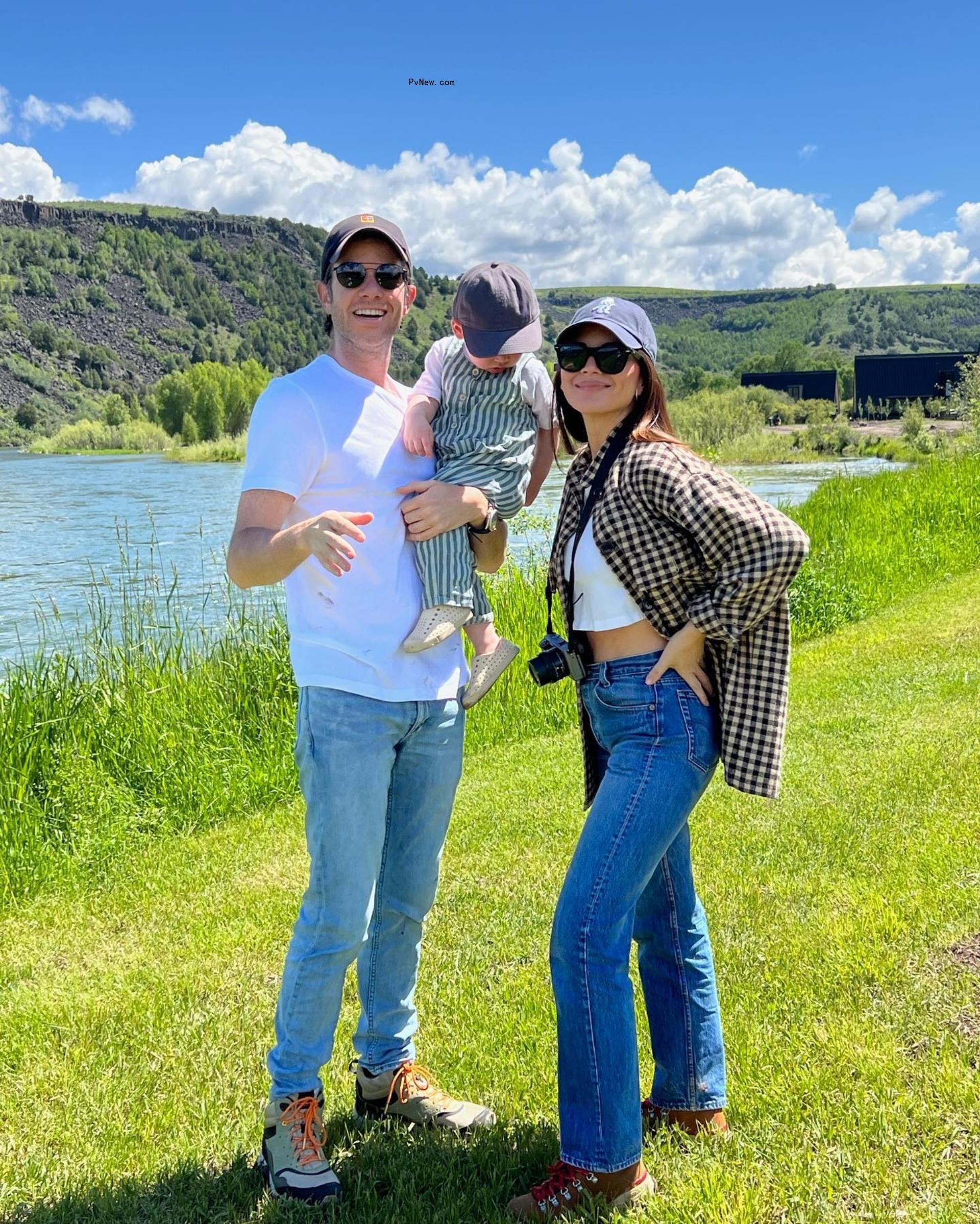 Olivia Munn and John Mulaney with their son.