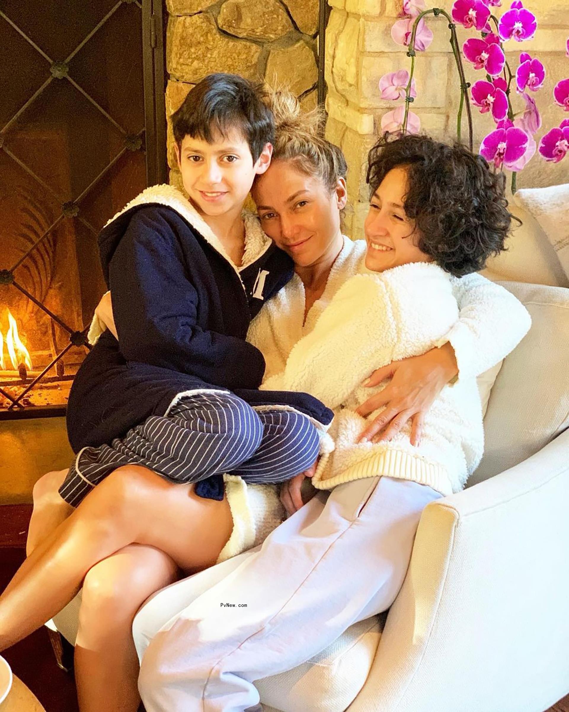 Jennifer Lopez and her kids, Emme and Max.