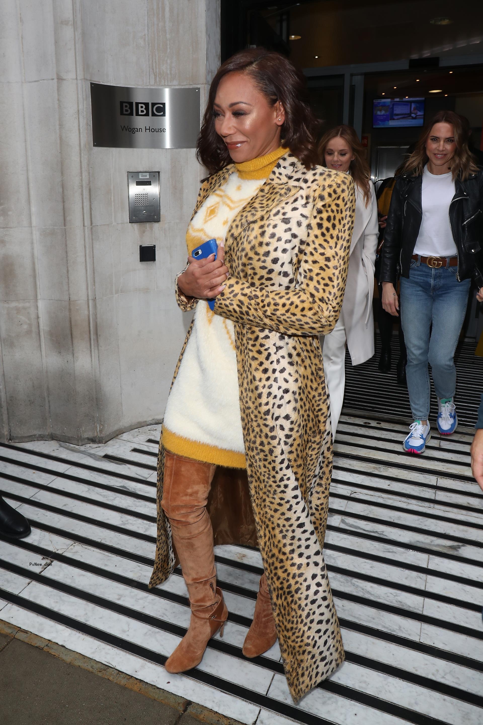 Mel B wearing leopard while promoting her book, Brutally Honest