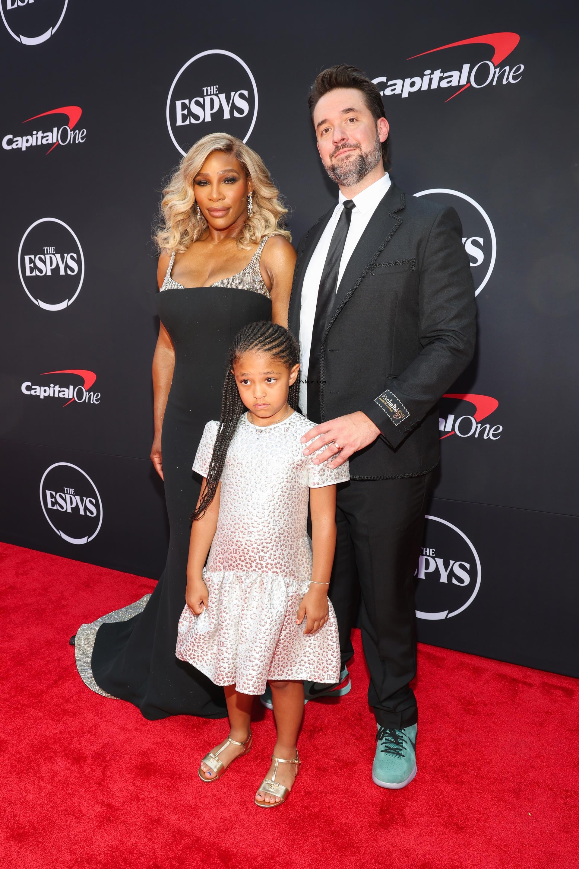 Serena Williams, Alexis Olympia Ohanian Jr., and Alexis Ohanian.