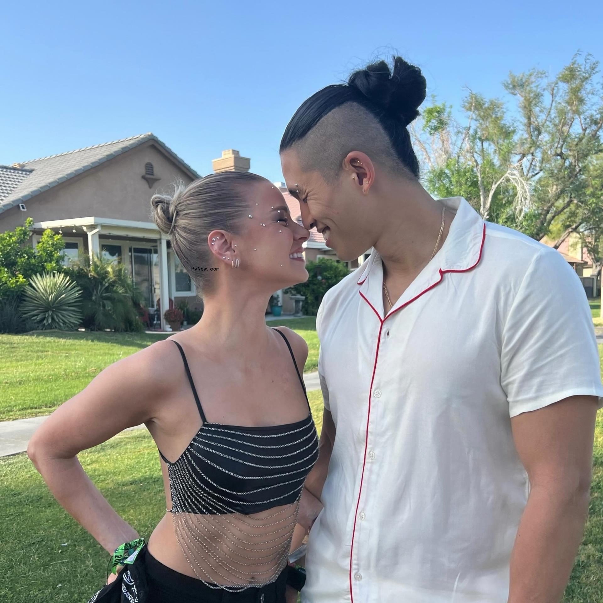 Ariana Madix and Daniel Wai wearing face gems. 