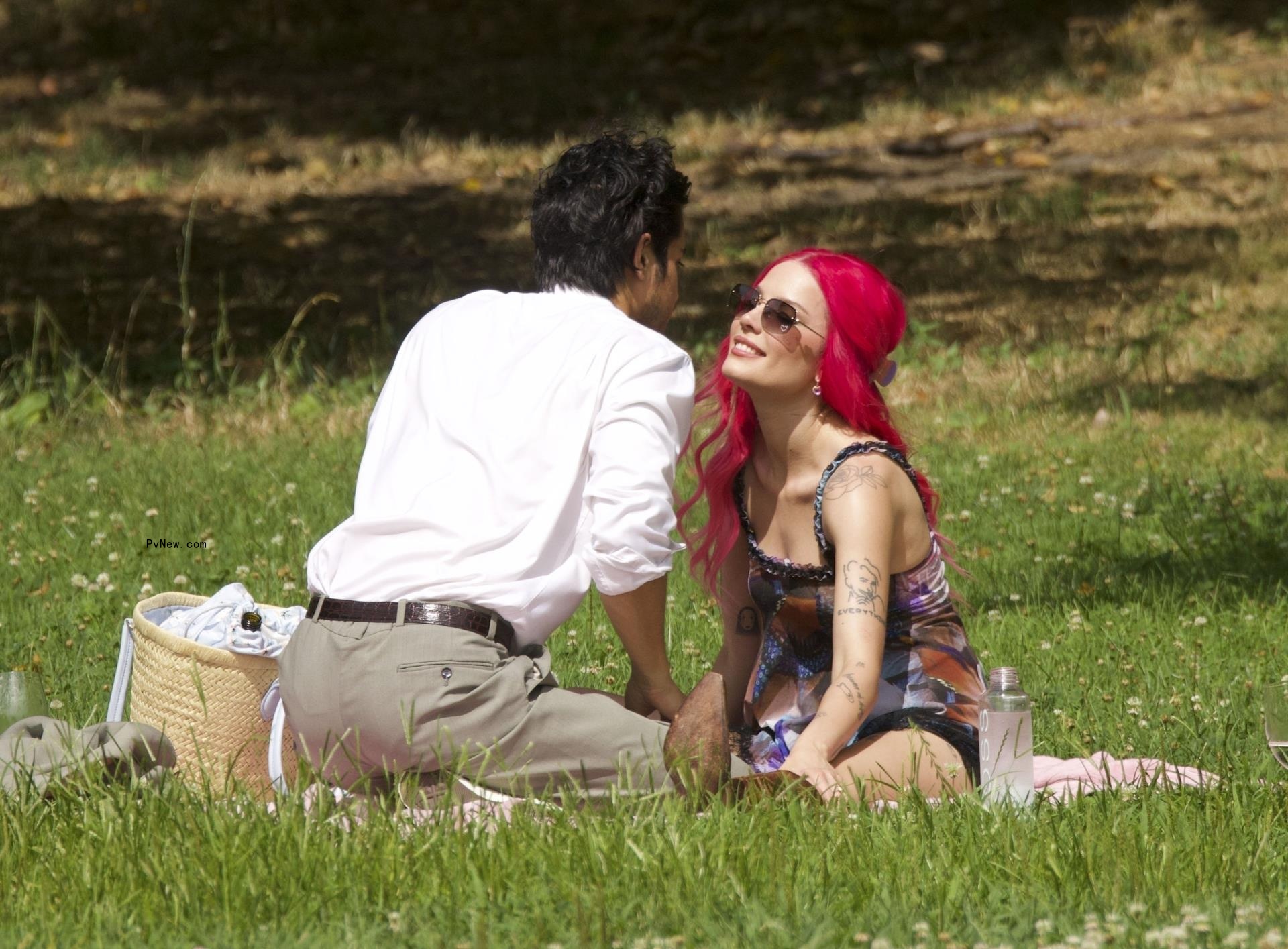 Halsey and Avan Jogia havin<i></i>g picnic in NYC park