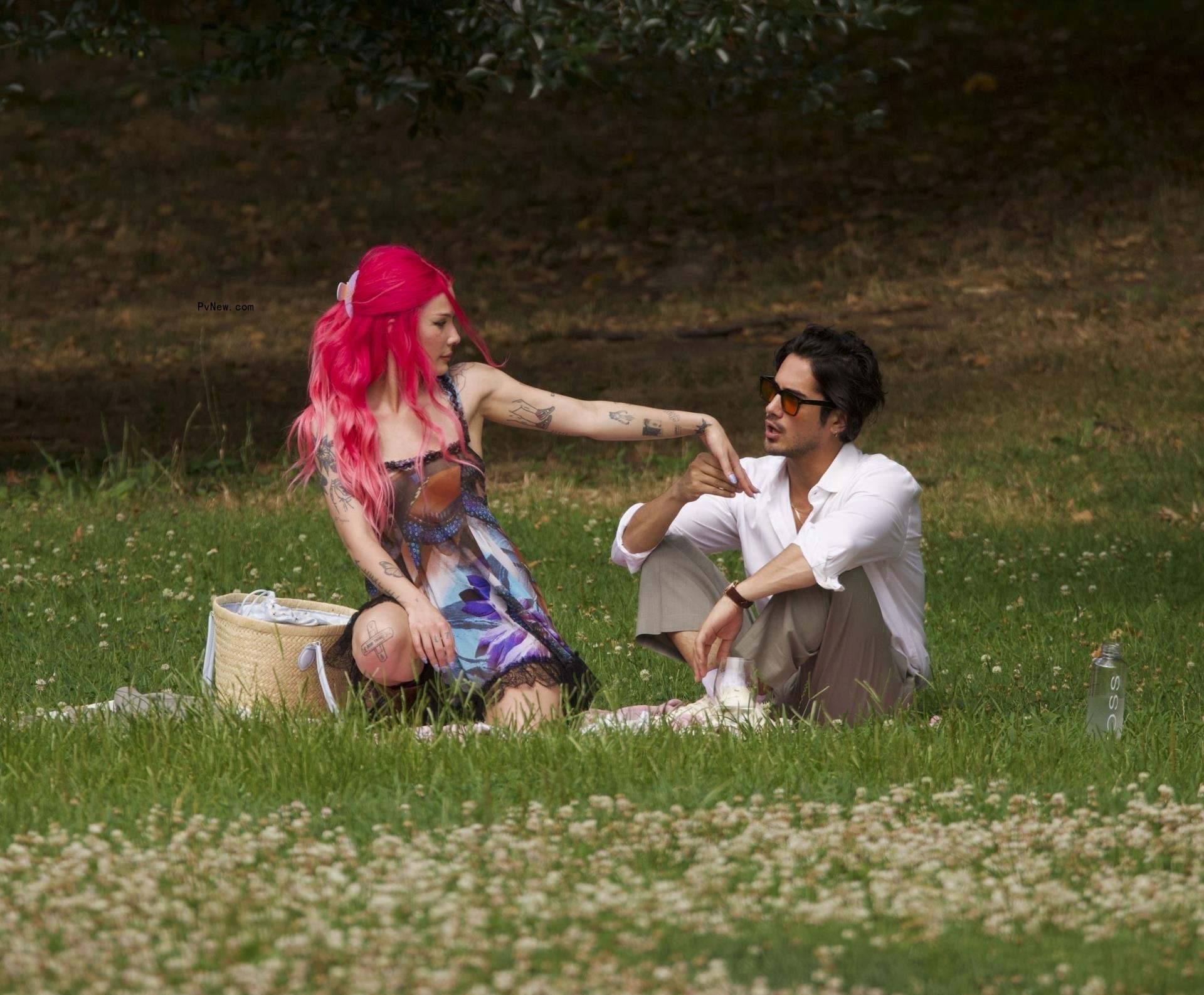 Halsey and Avan Jogia havin<i></i>g picnic in NYC park