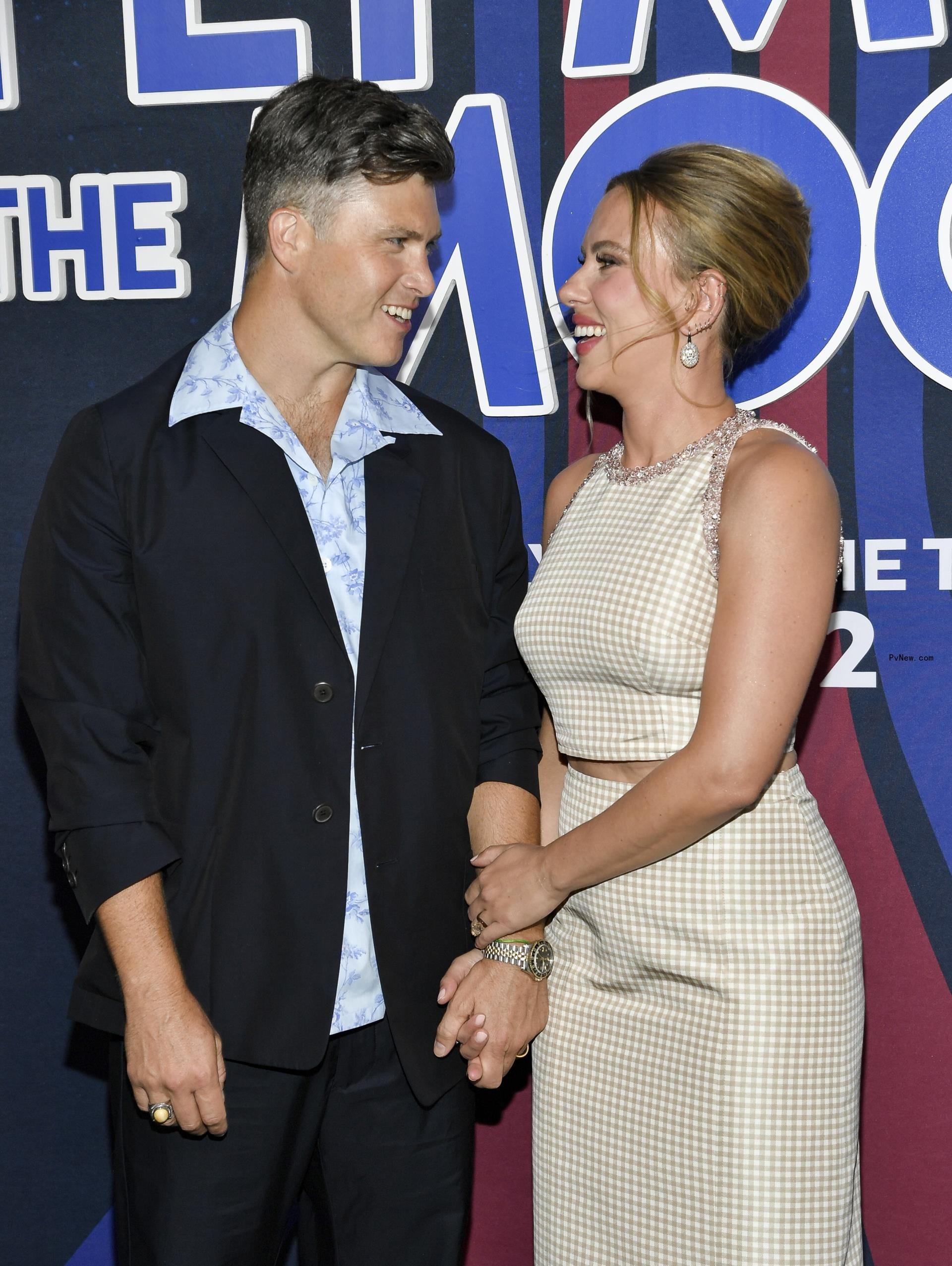 Colin Jost and Scarlett Johansson