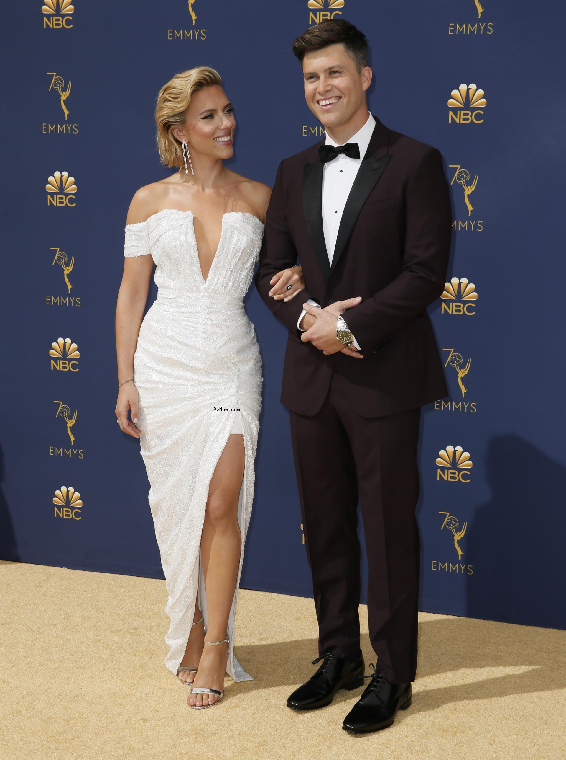 Colin Jost and Scarlett Johansson