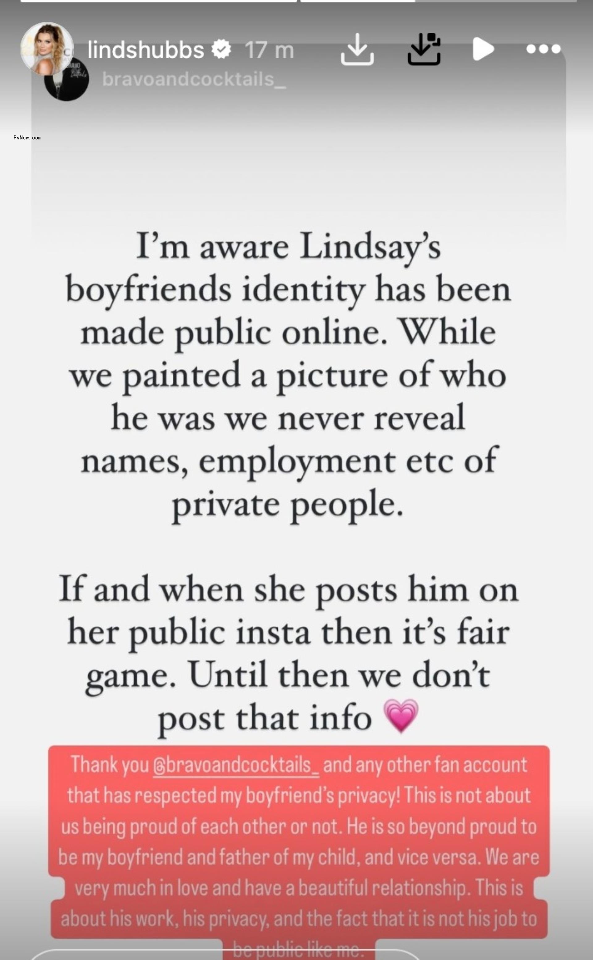 screenshot of lindsay hubbard's instagram story