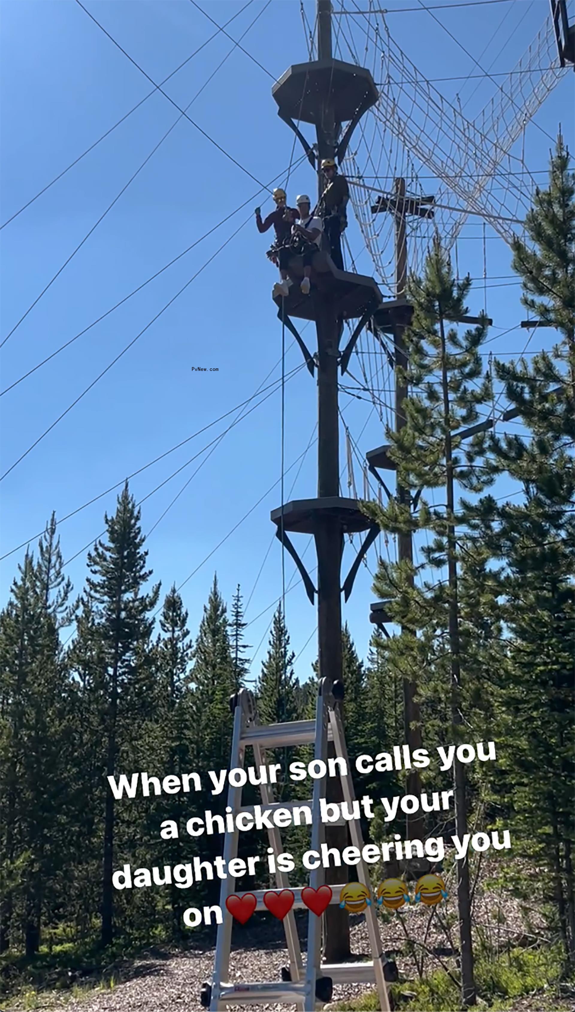 Tom Brady zip-lining in Montana.