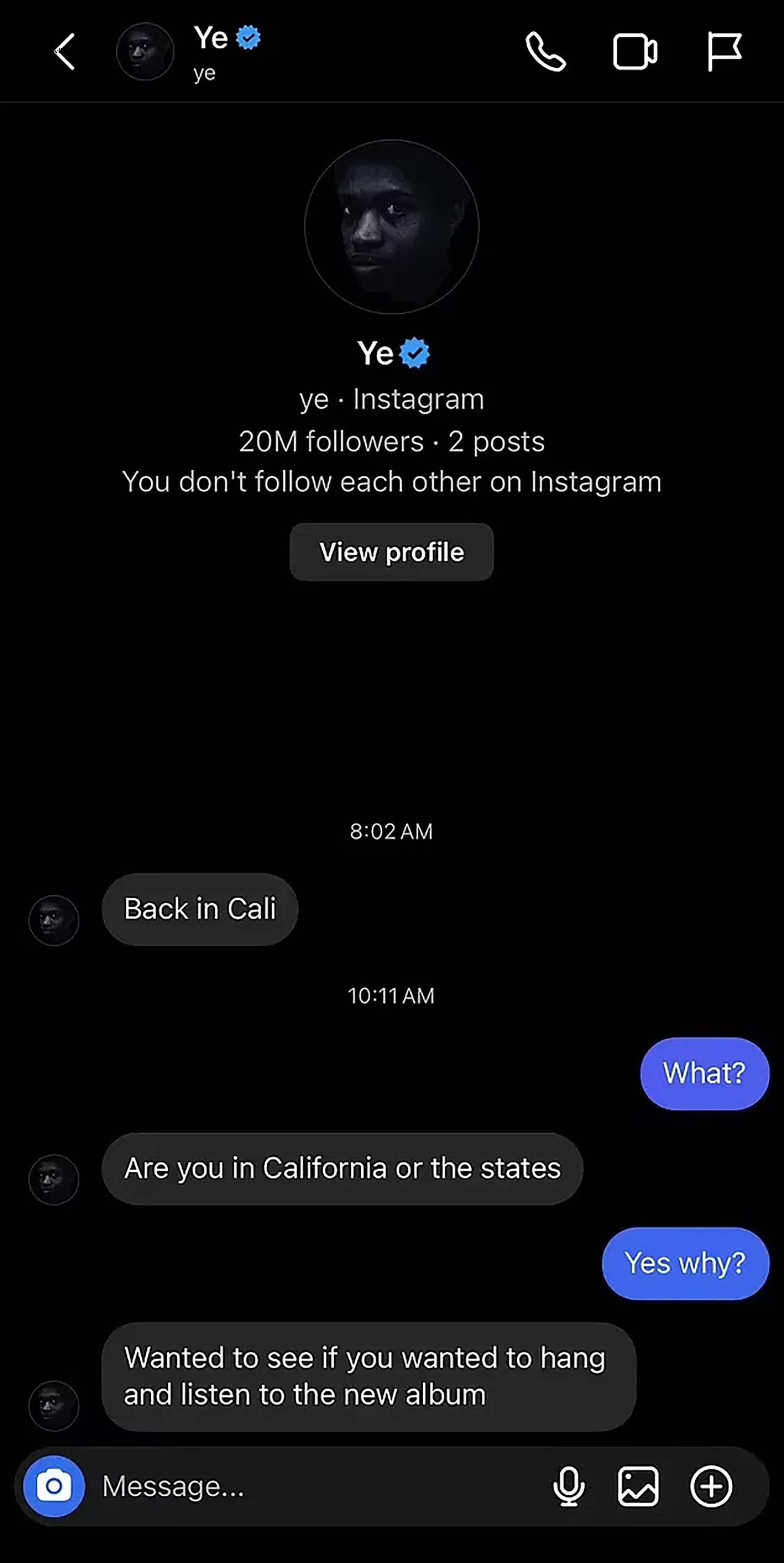Mikaela Lafuente's DMs with Kanye West