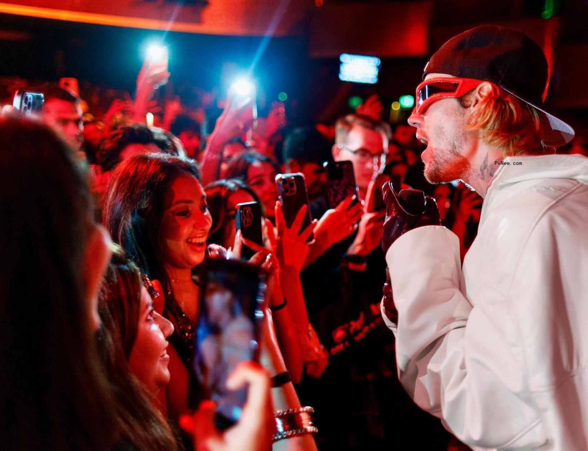 Justin Bieber performing at Anant Ambani and Radhika Merchant's pre-wedding party.