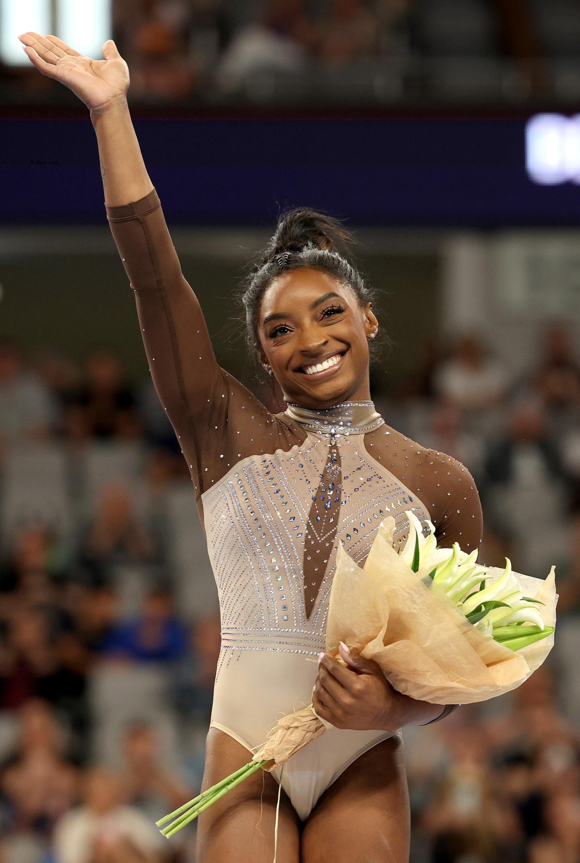 Simone Biles gymnastics bun