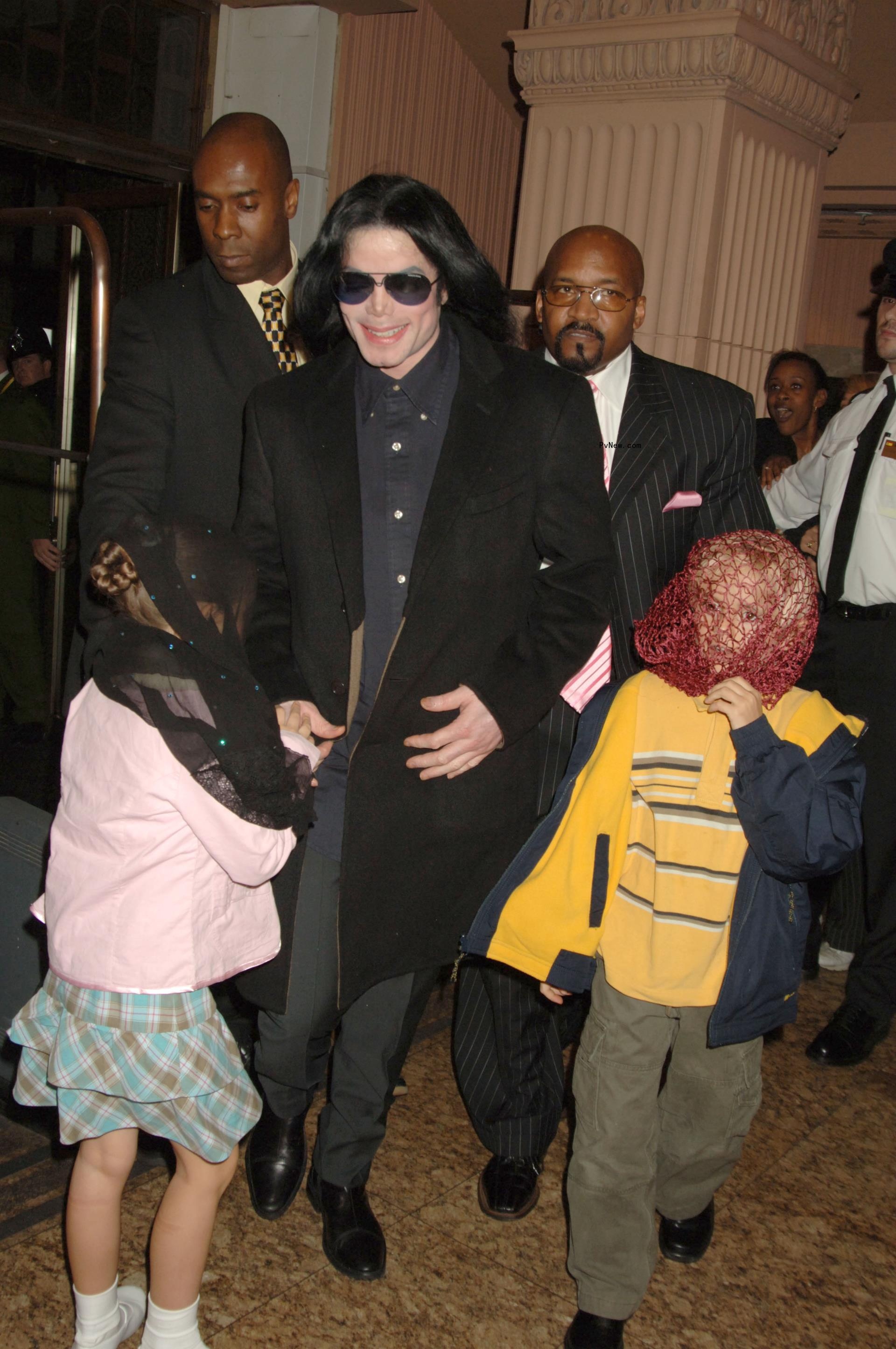 Michael Jackson with his kids in 2005.