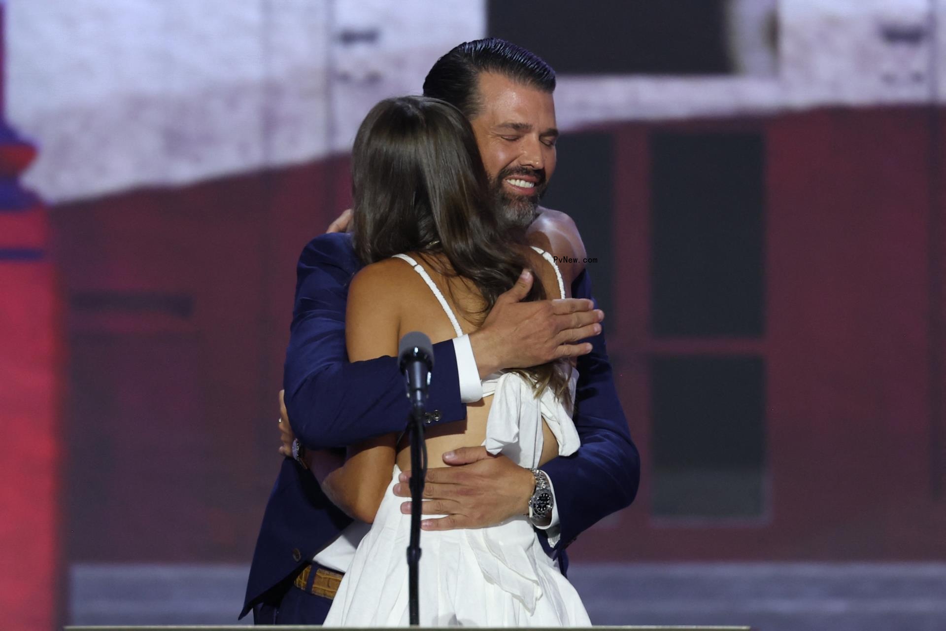 do<i></i>nald trump jr hugging his daughter Kai at RNC 2024