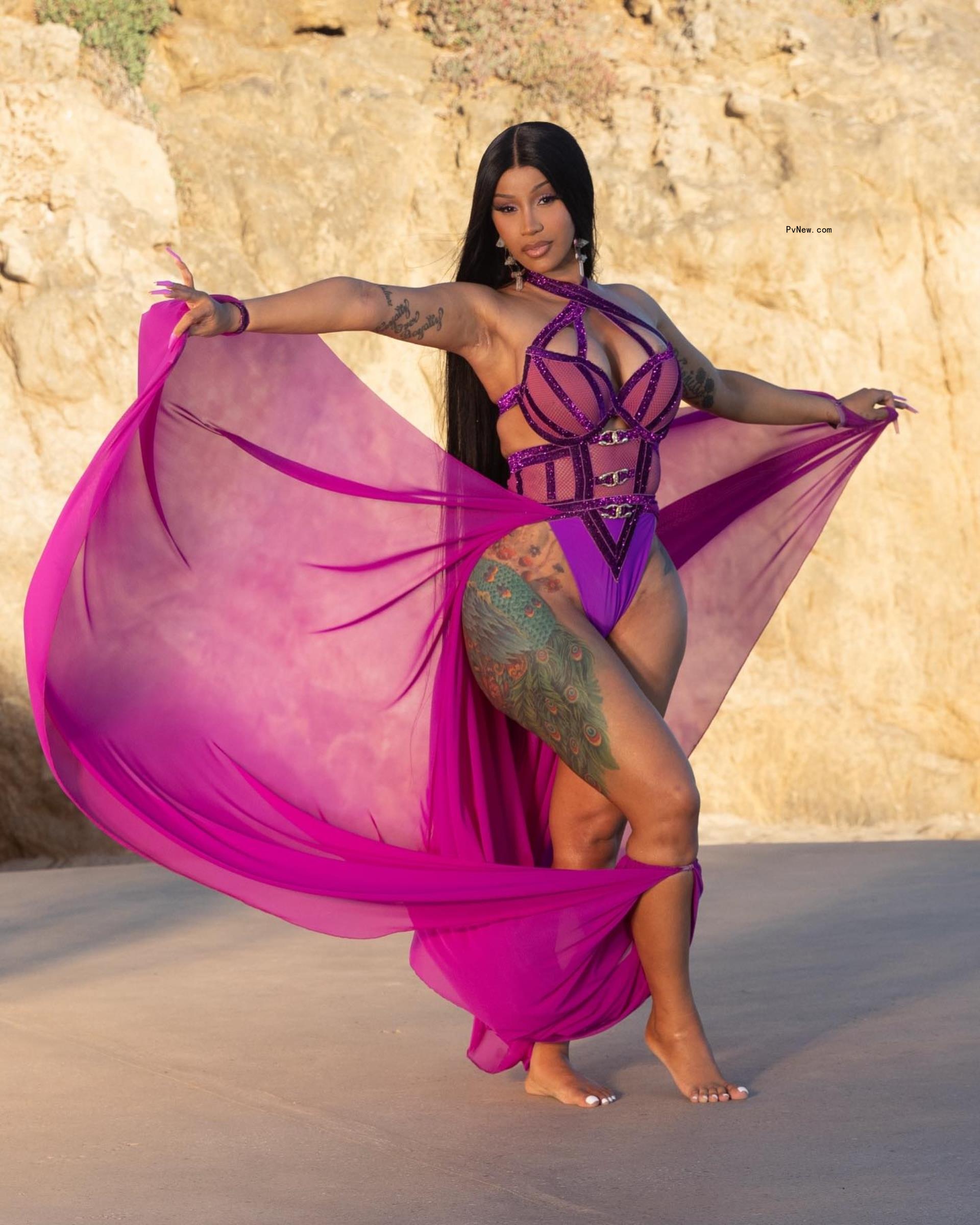 Cardi B modeling in lingerie. 