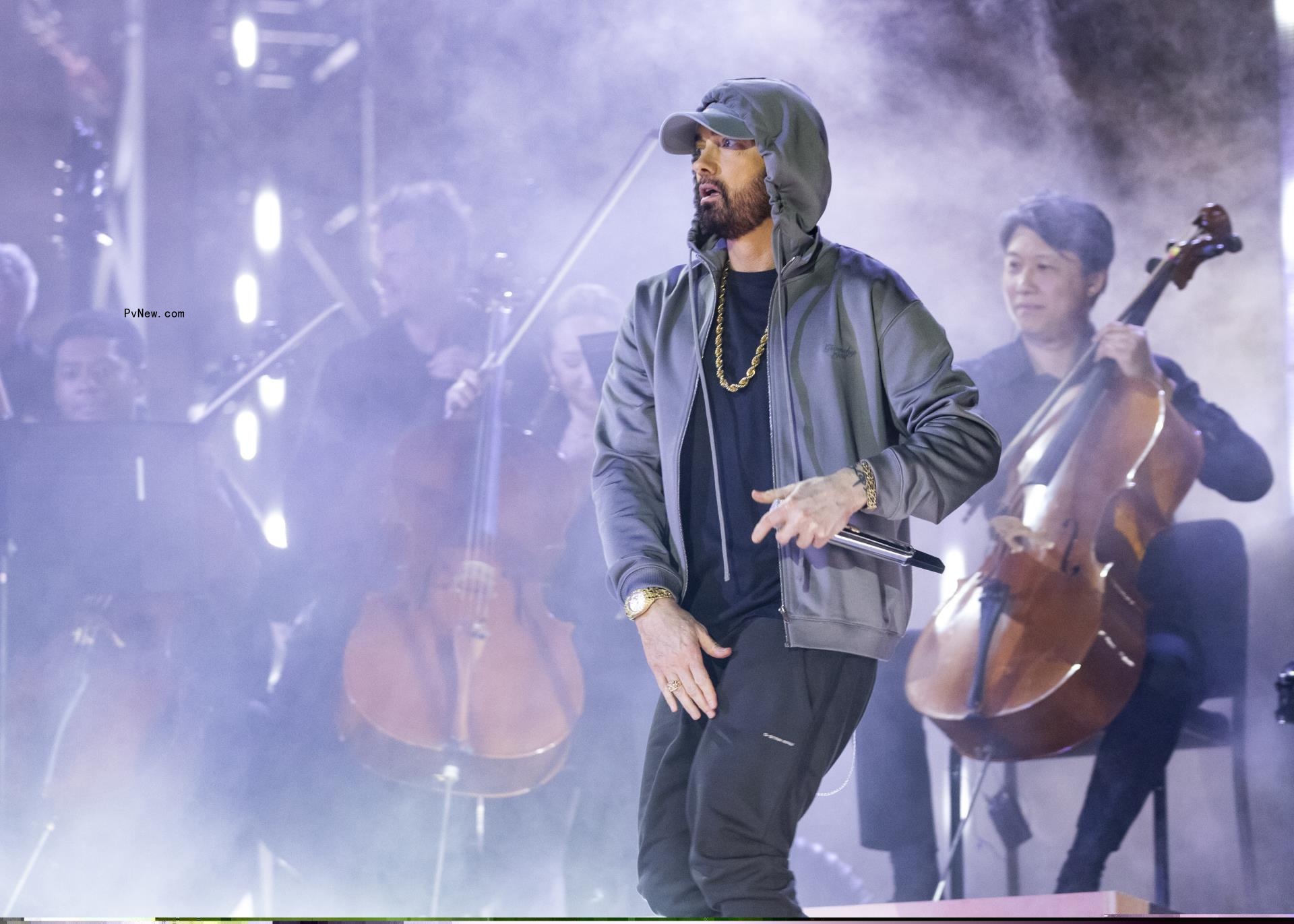 Eminem on stage.