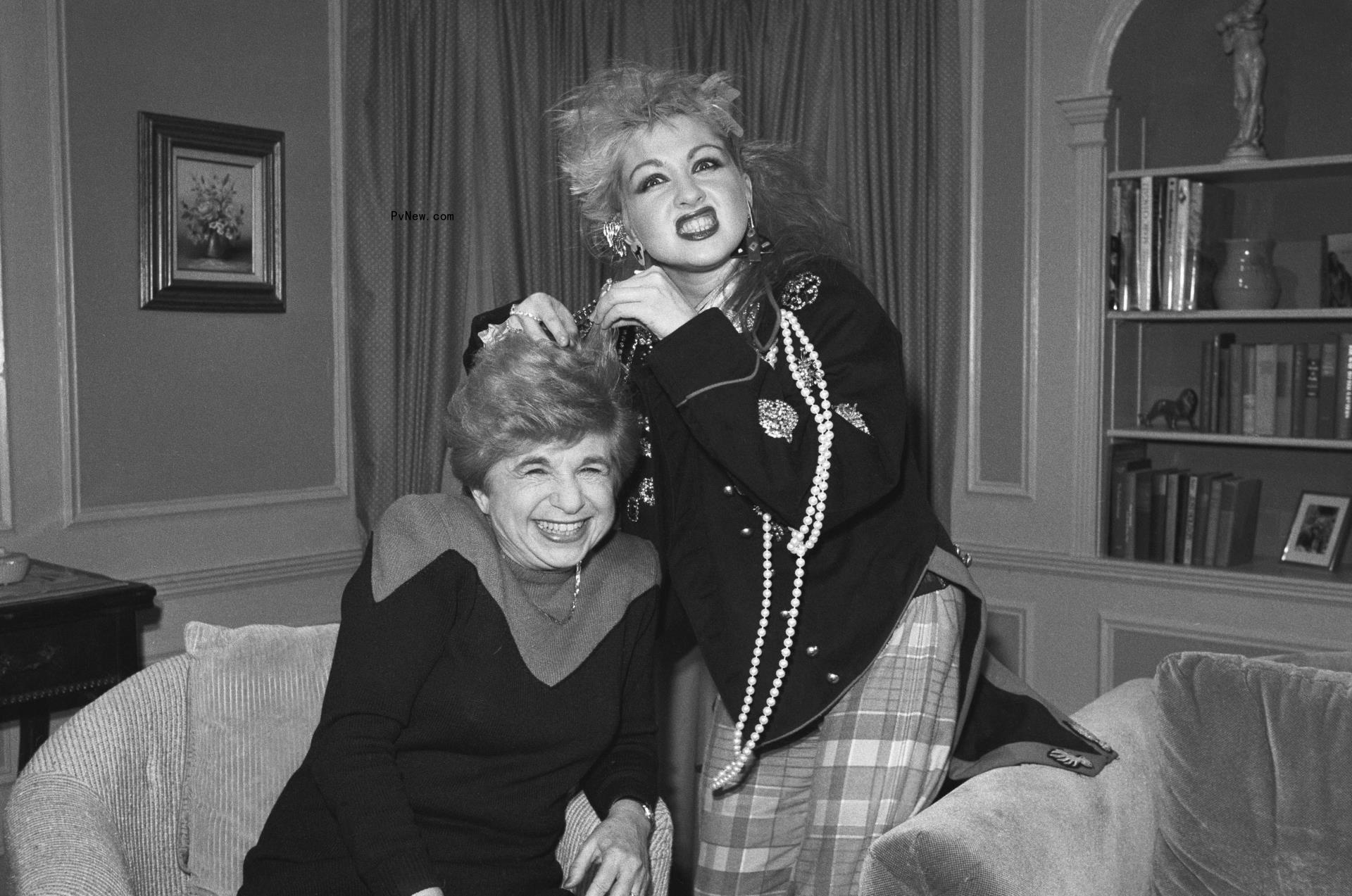 Dr. Ruth Westheimer with Cyndi Lauper.