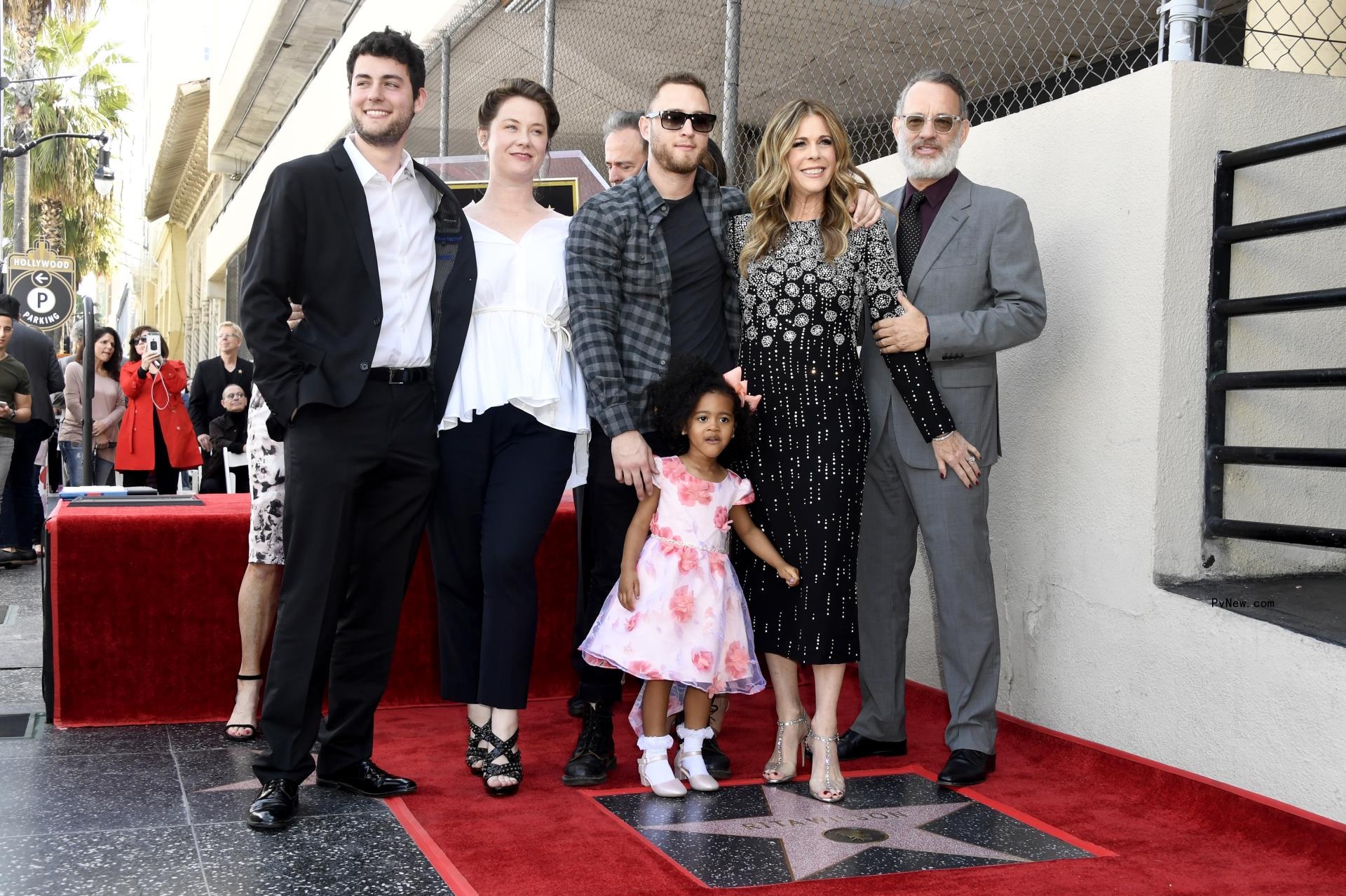 The Hanks family on the  Hollywood walk of fame