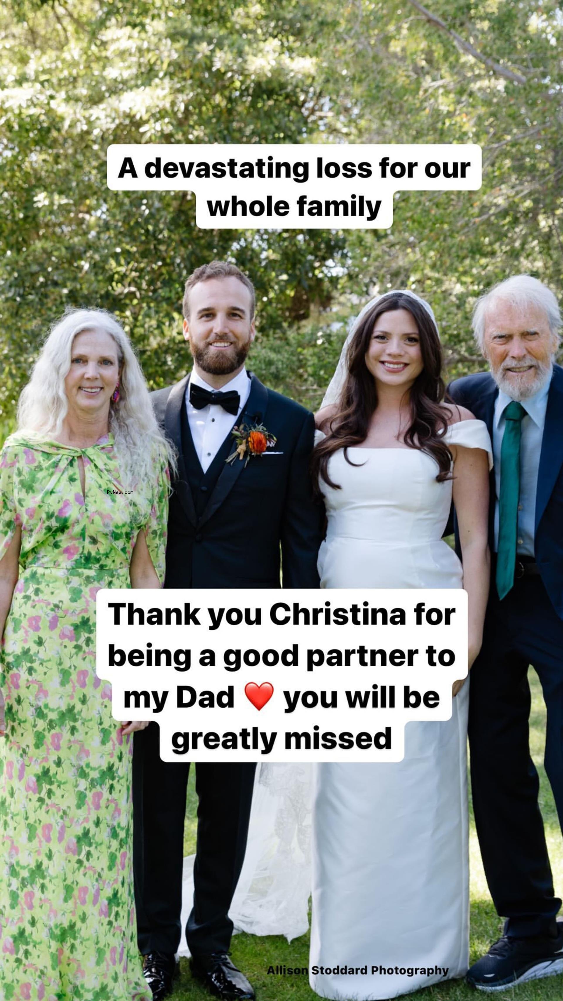 christina sandera, morgan eastwood, her husband and clint eastwood at morgan's wedding