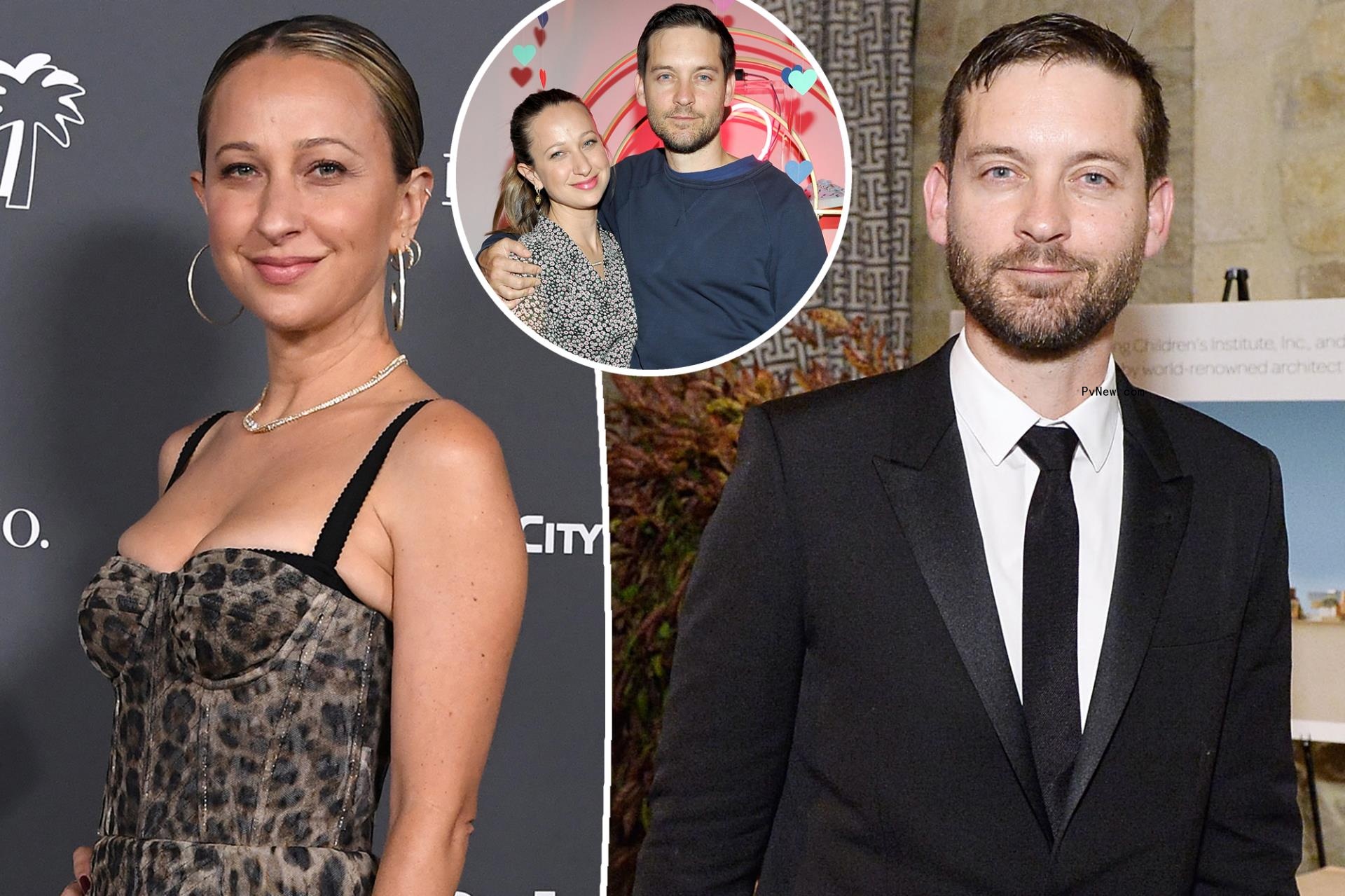 A split of Jennifer Meyer and Toby Maguire.