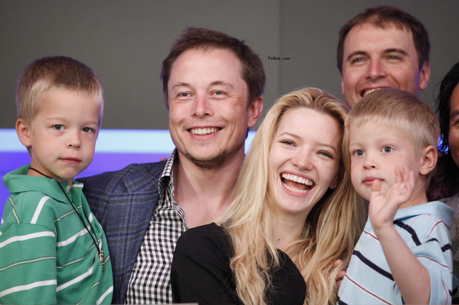 Elon Musk with his kids and ex Talulah Riley. 