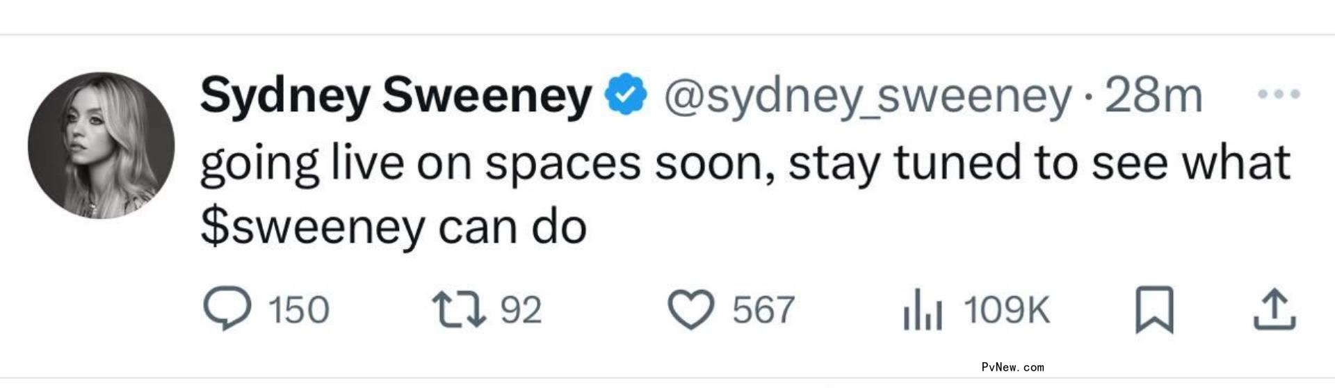 Sydney Sweeney's hacked tweet.