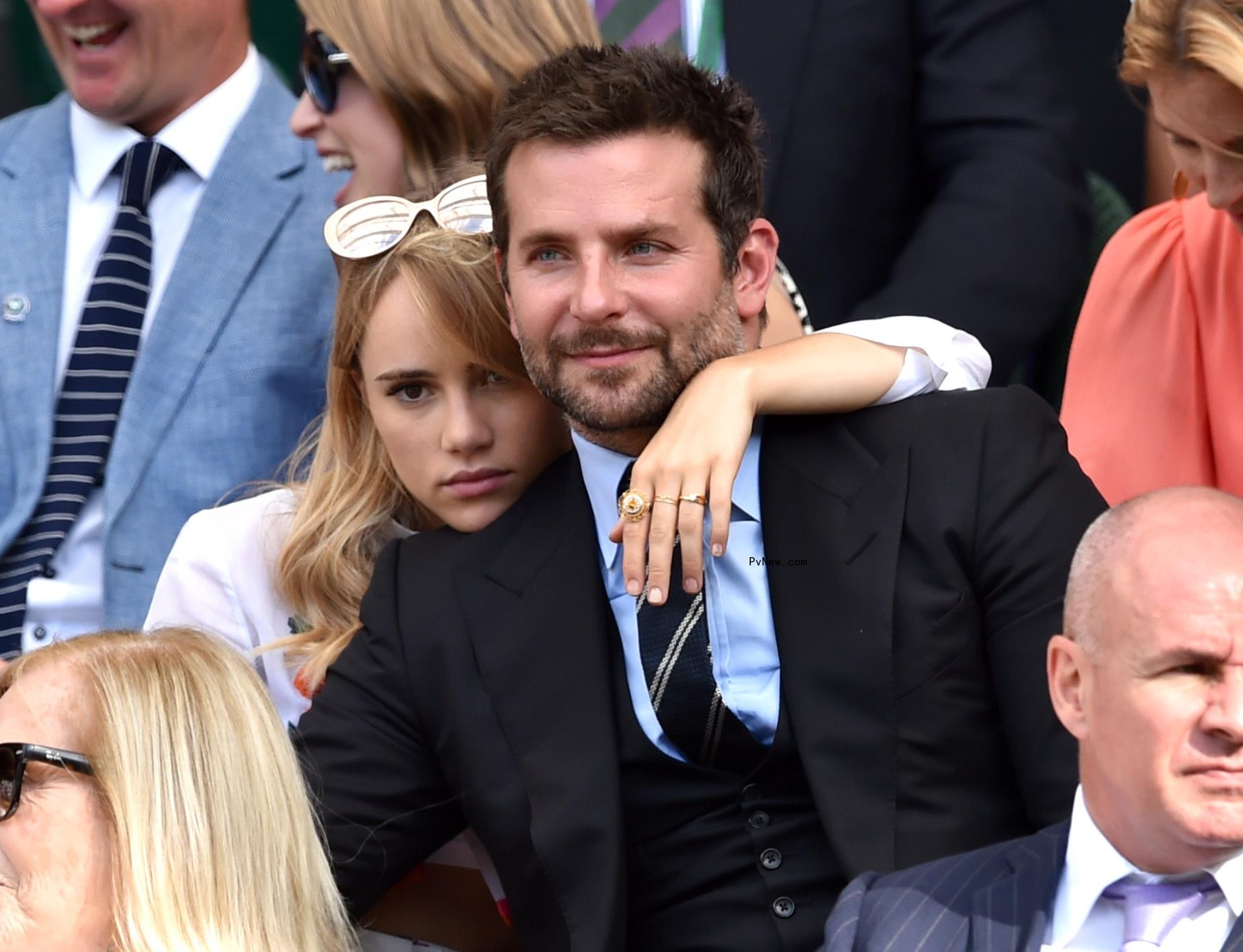 Suki Waterhouse and Bradley Cooper at Wimbledon in 2014.