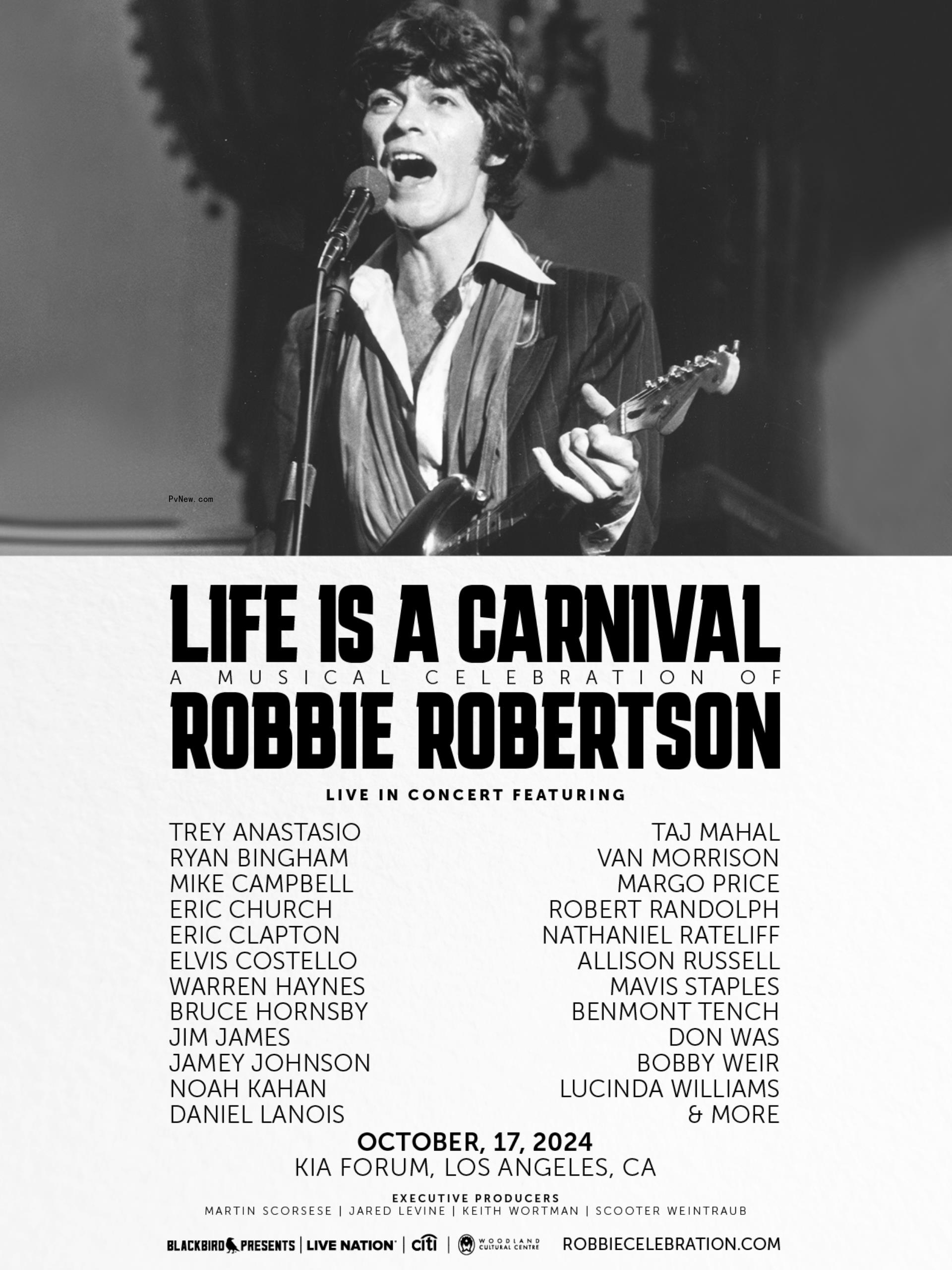 Robbie Robertson Tribute Co<i></i>ncert at L.A.’s Forum to Feature Noah Kahan, Eric Clapton, Elvis Costello, Eric Church, Van Morrison and More