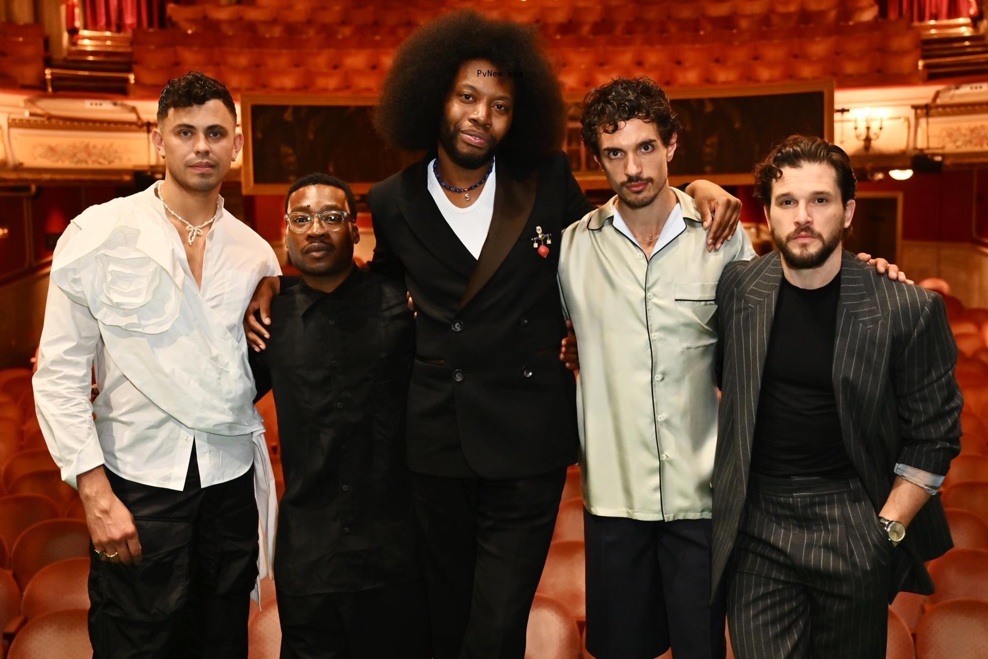 Aaron Heffernan, Fisayo Akinade, Playwright Jeremy O. Harris, James Cusati-Moyer and Kit Harington