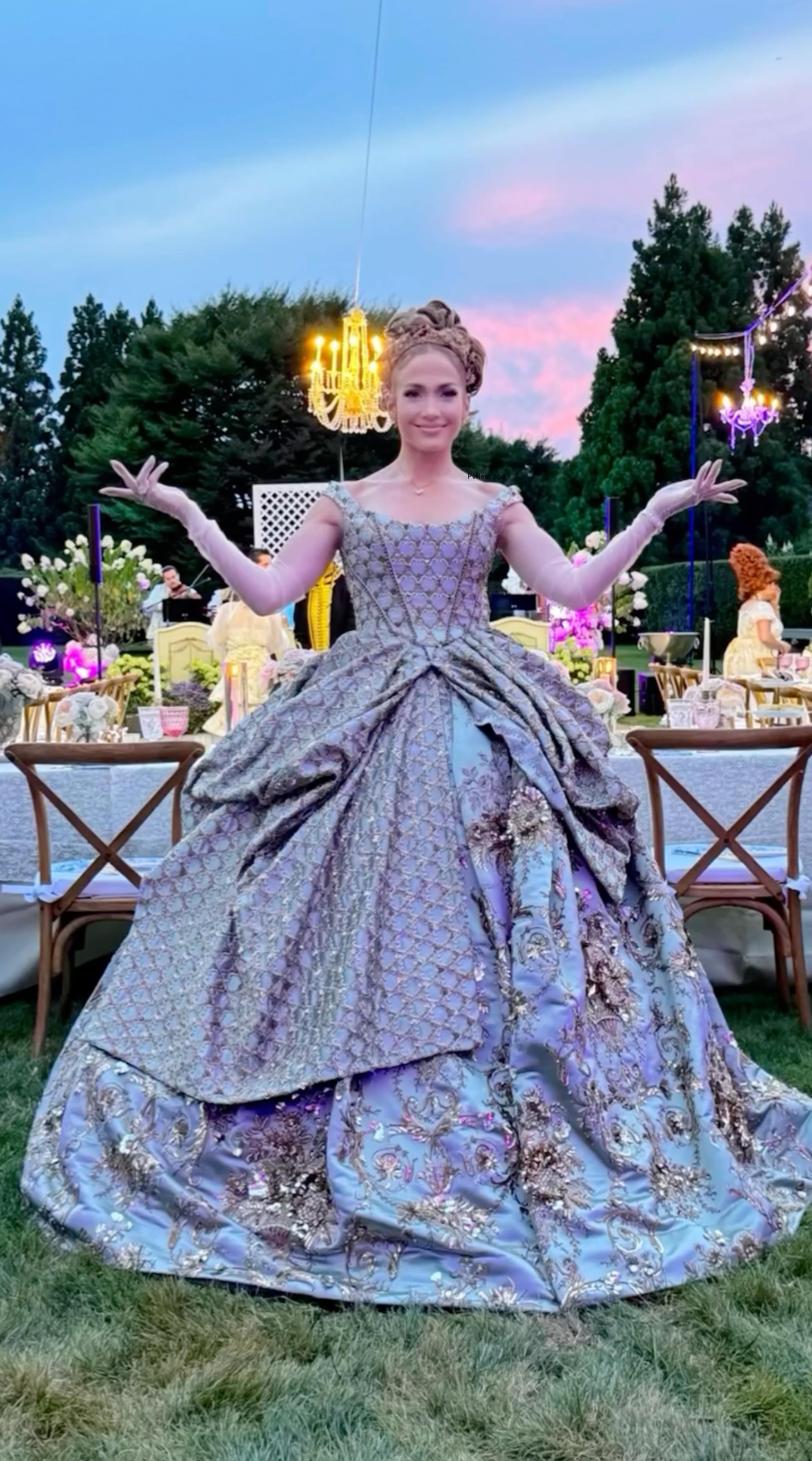Jennifer Lopez at her Bridgerton-themed birthday party