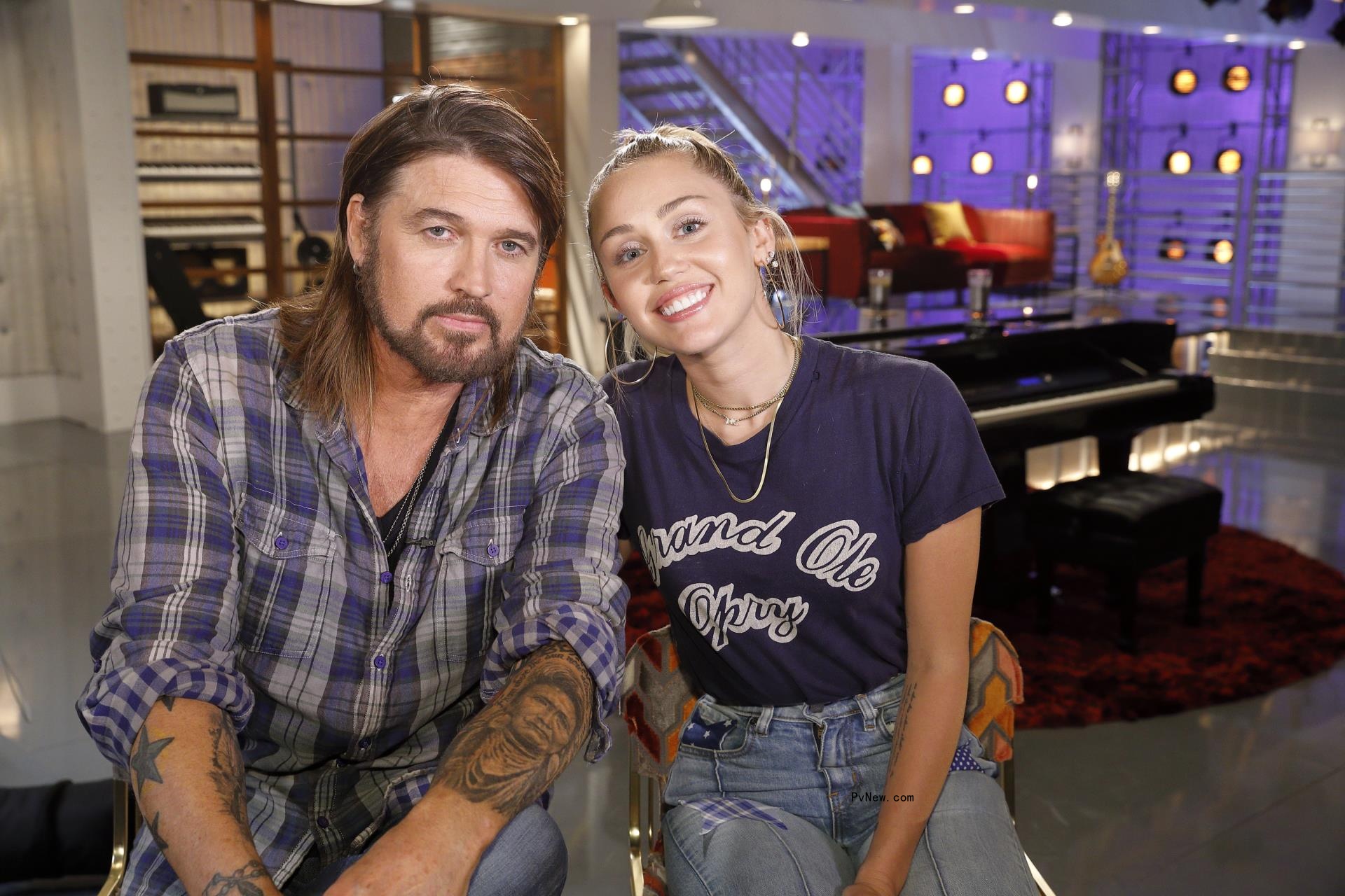 Miley Cyrus and Billy Ray Cyrus.