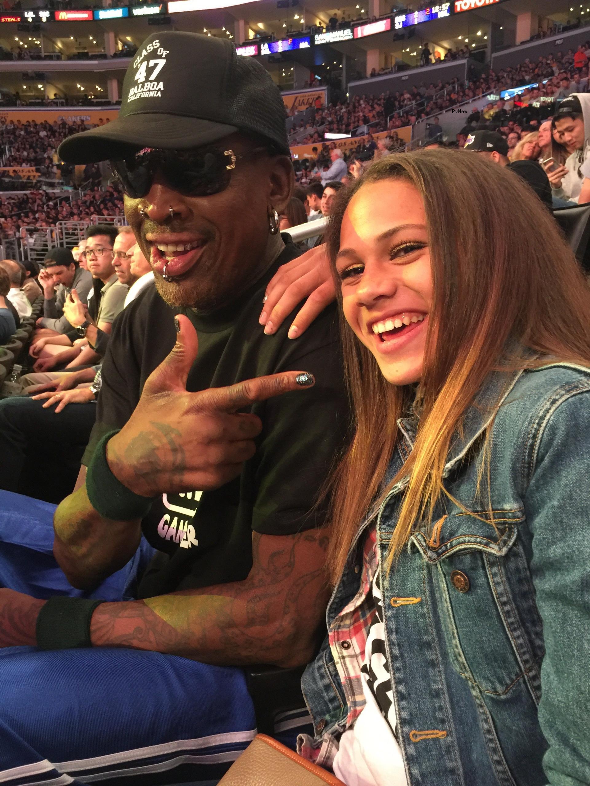 Dennis Rodman with daughter Trinity in 2016.