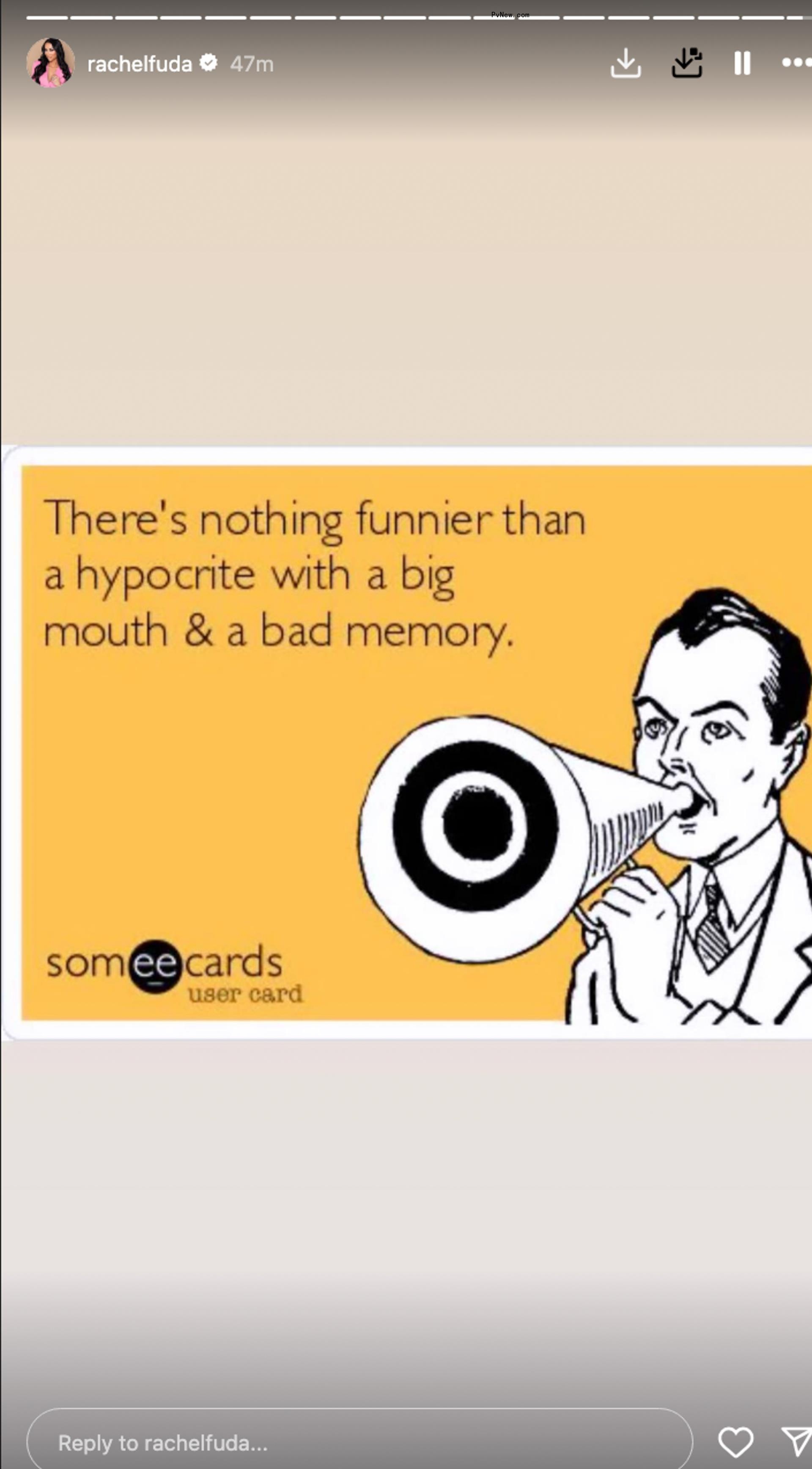 Rachel Fuda's Instagram Story of a meme