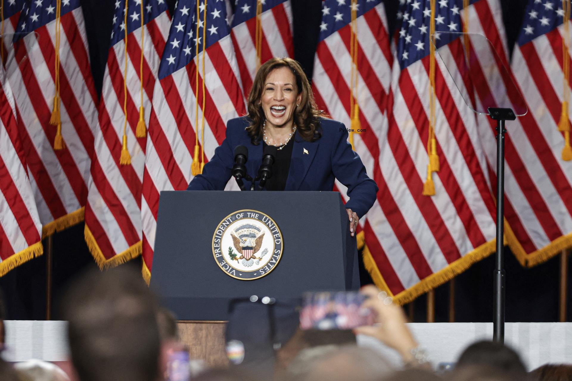 Kamala Harris giving a speech