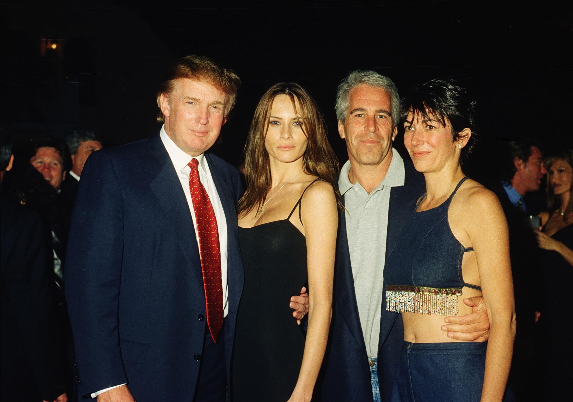 Do<i></i>nald Trump, Melania Trump, Jeffrey Epstein and Ghislaine Maxwell posing together
