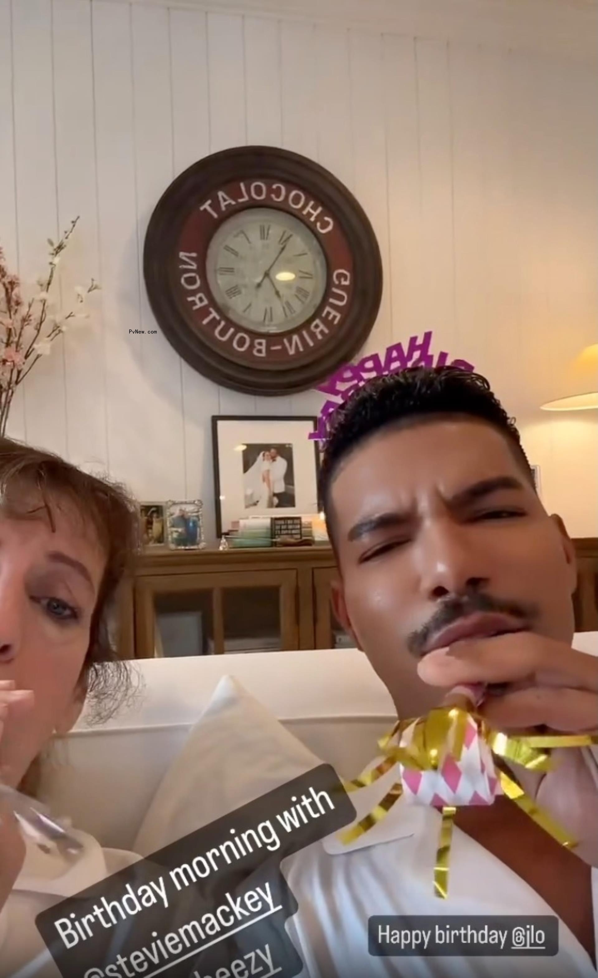 Stevie Mackey celebrating Jennifer Lopez's birthday.
