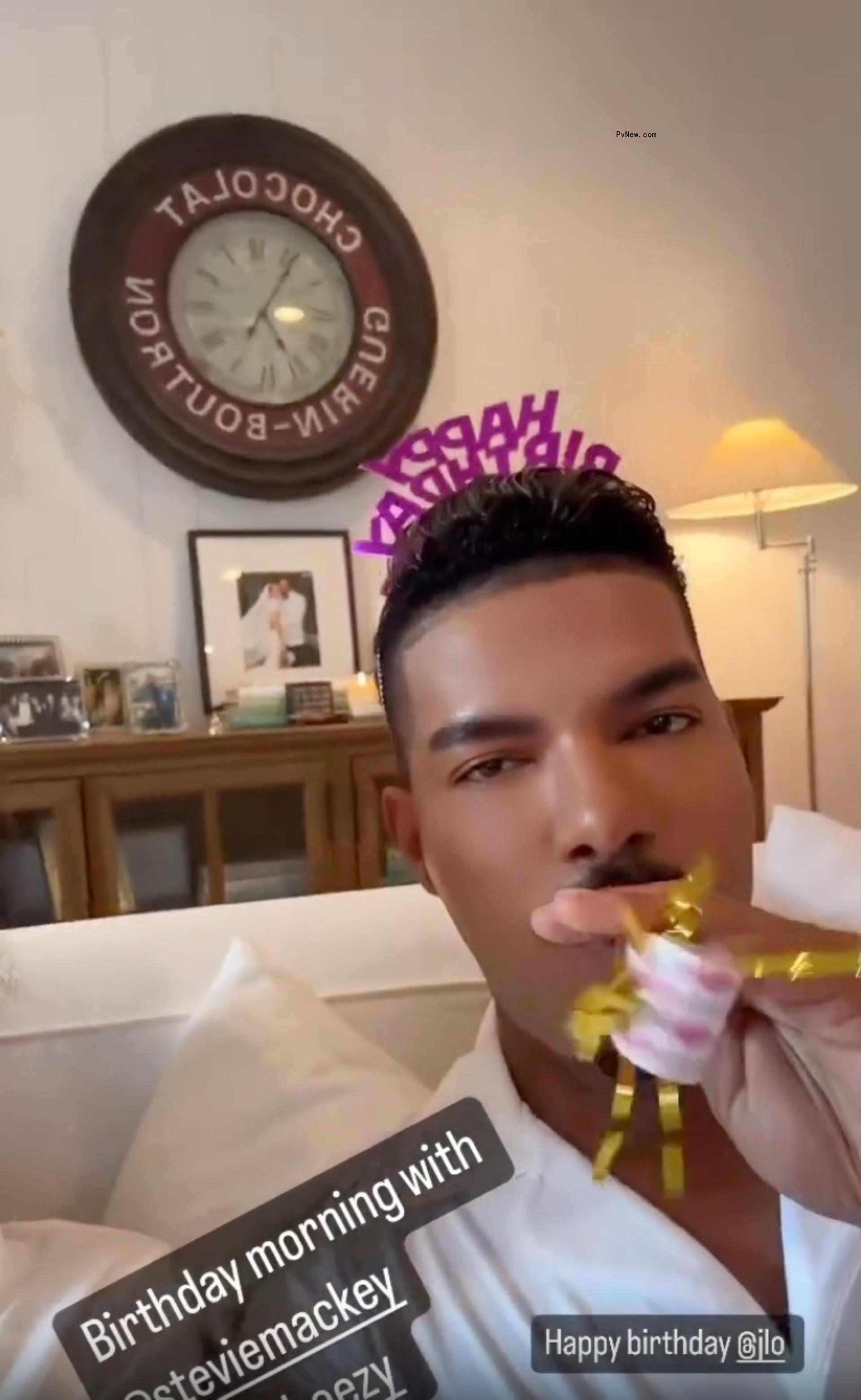 Stevie Mackey celebrating Jennifer Lopez's birthday.