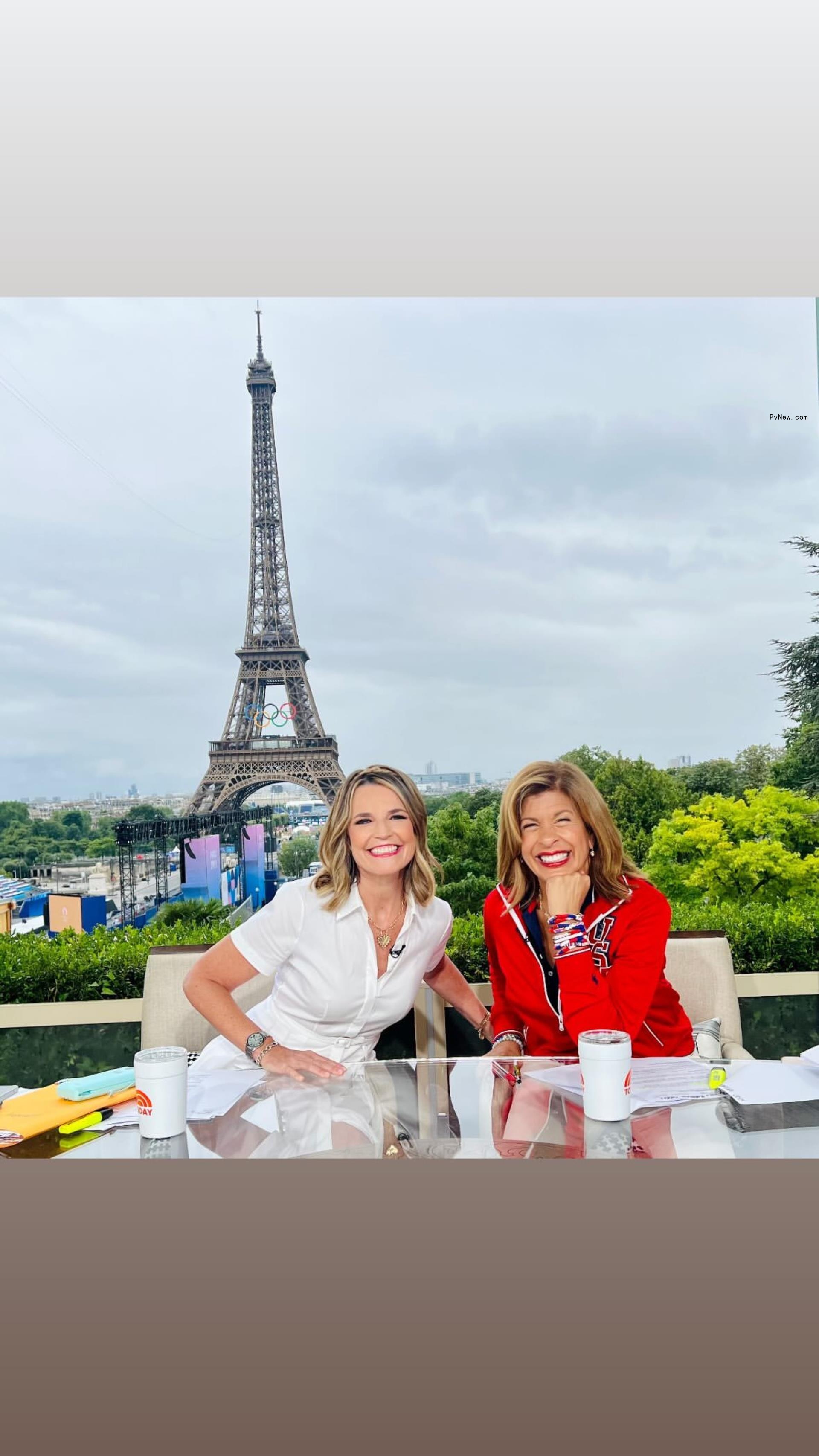 Savannah Guthrie and Hoda Kotb smile at the Paris Olympics opening ceremony 
