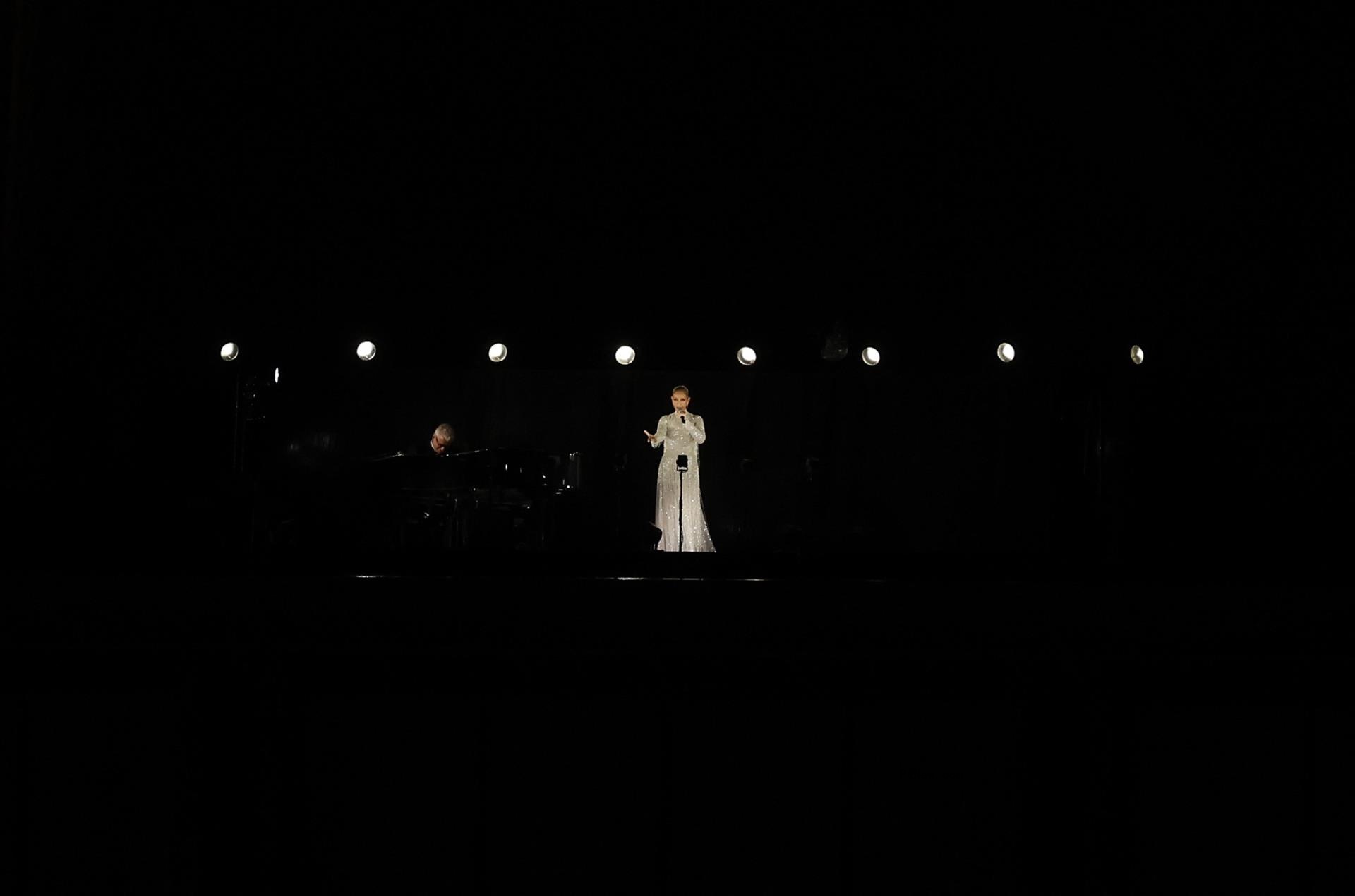 Celine Dion singing at the Olympics