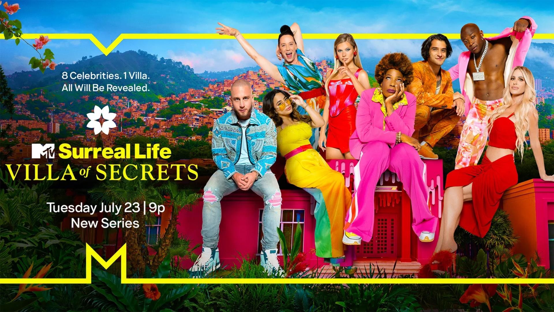 Chet Hanks, Ally Brooke, Johnny Weir, Josie Canseco, Tyler Posey, O.T. Genasis and Kim Zolciak posing for a