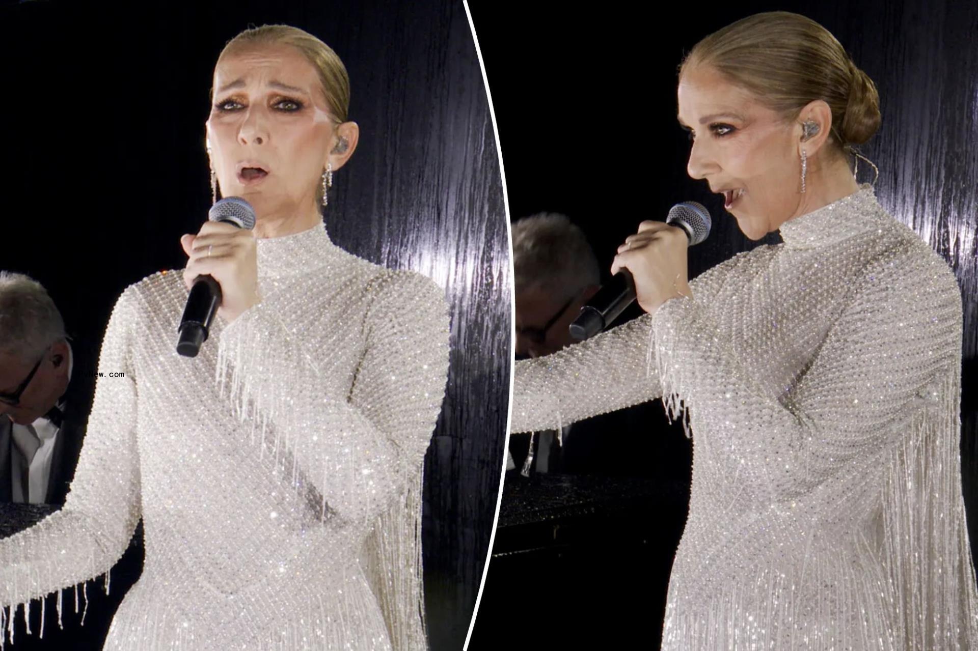 Celine Dion singing at the Olympics