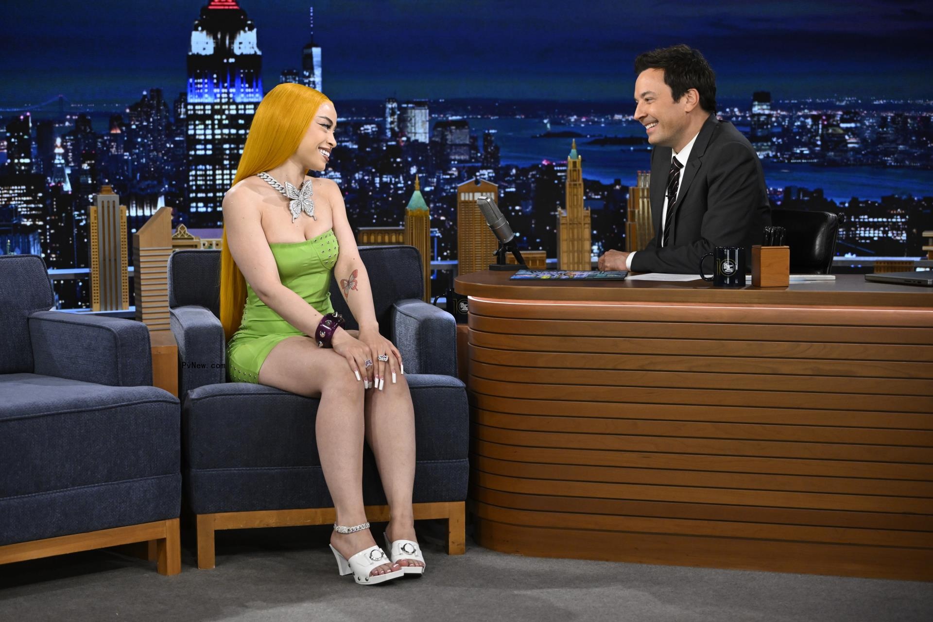 Ice Spice and Jimmy Fallon talking on