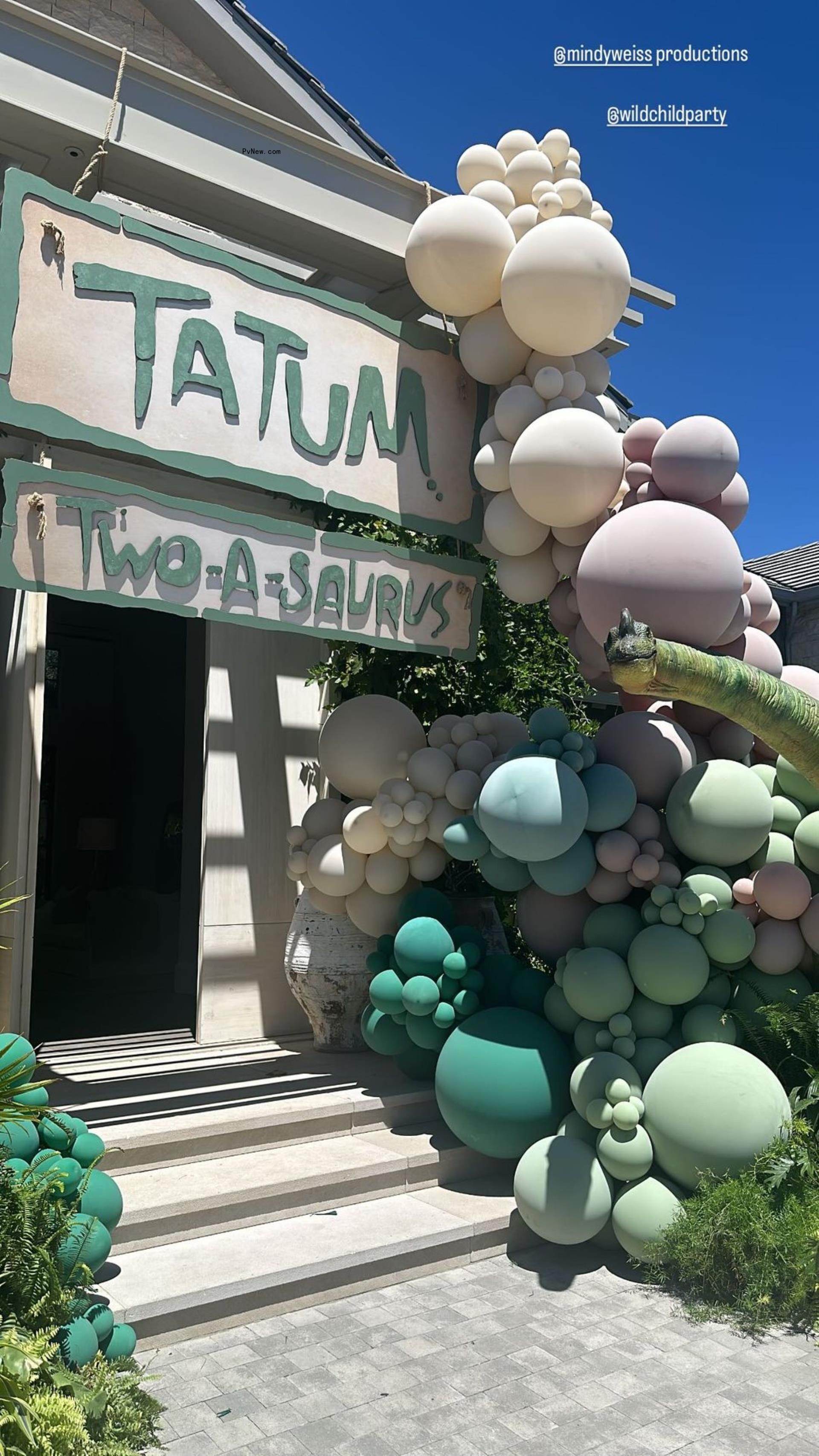 Decorations at Tatum Thompson's 2nd birthday party on July 28, 2024